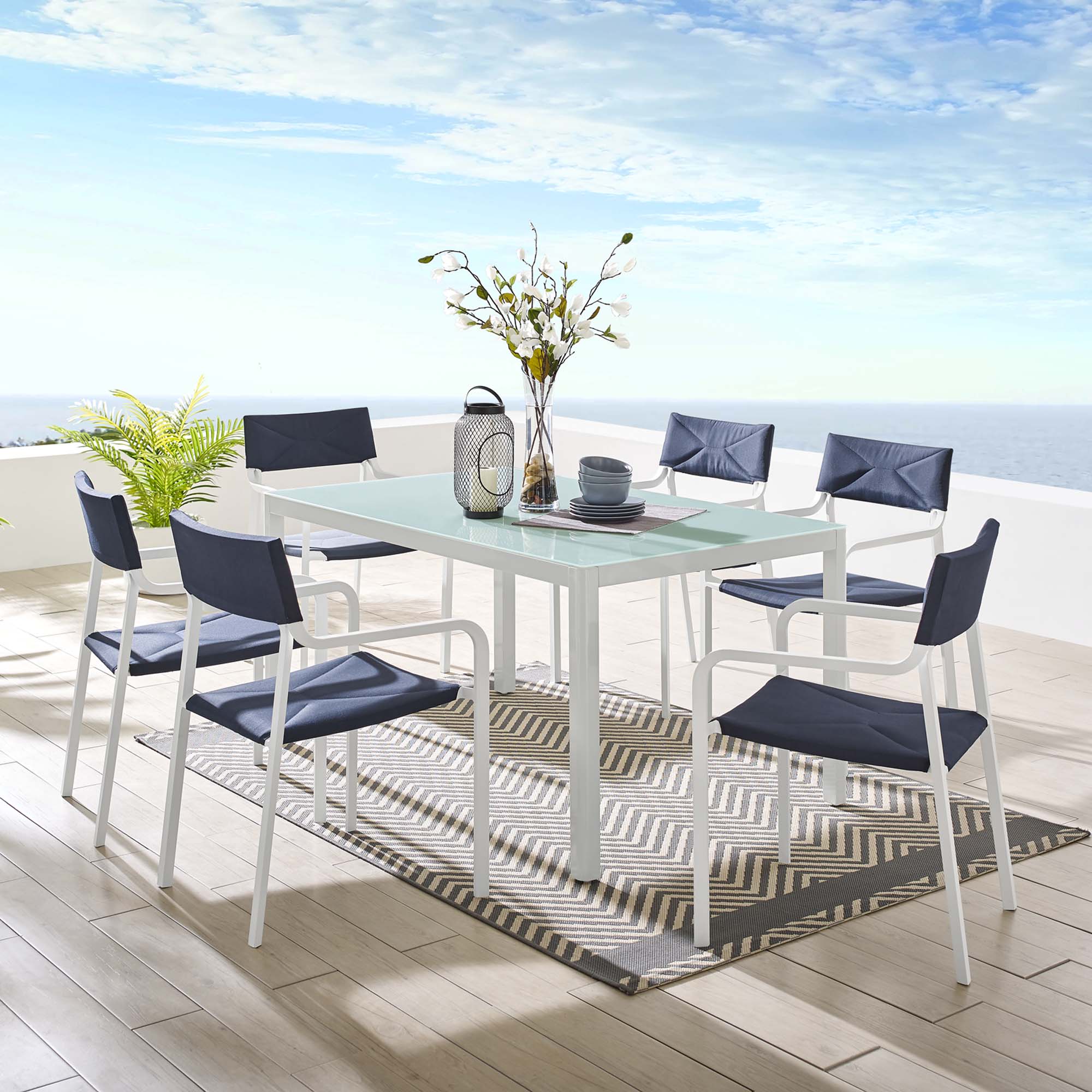 Raleigh 7 Piece Outdoor Patio Aluminum Dining Set - Image 2