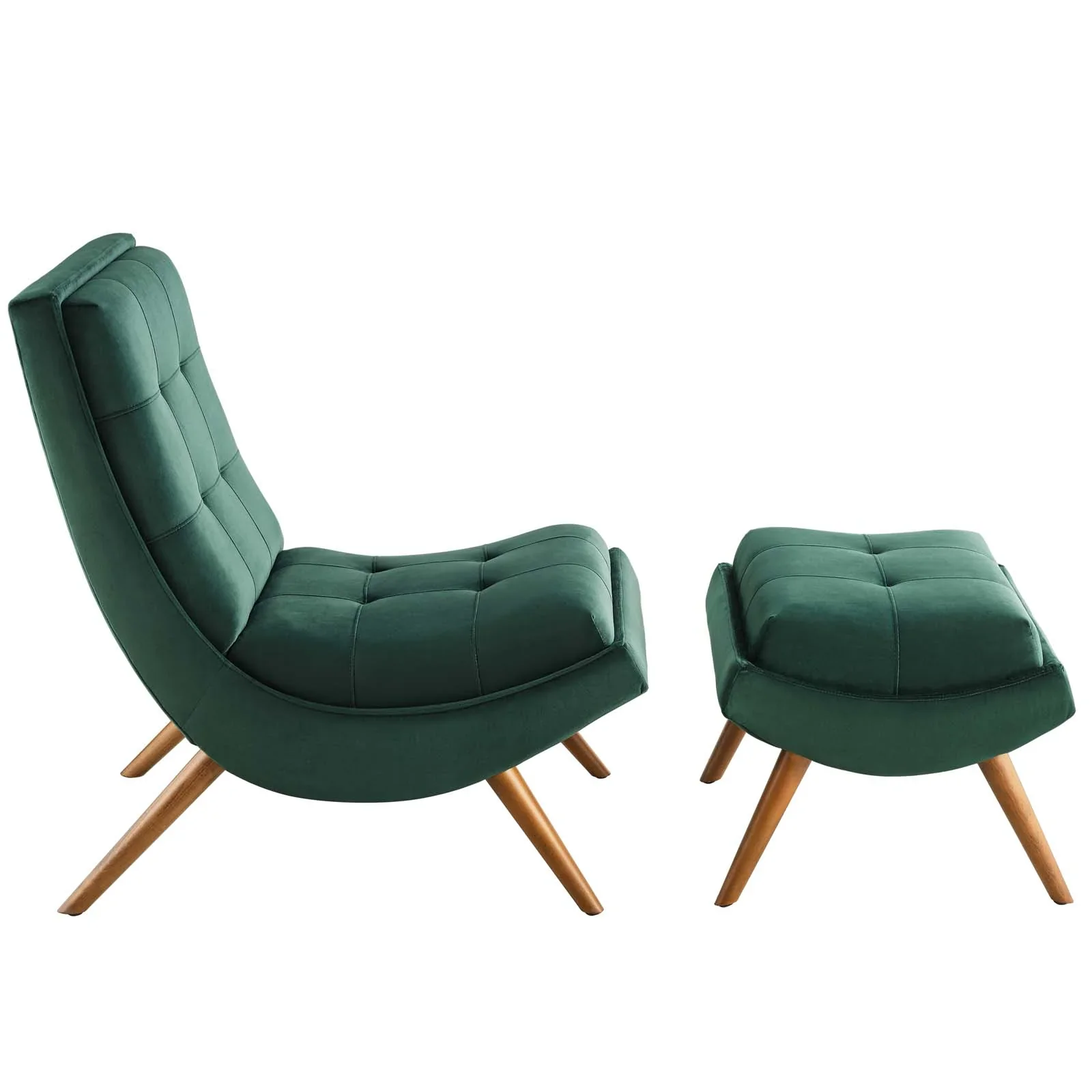 Ramp Upholstered Performance Velvet Lounge Chair and Ottoman Set - Image 3