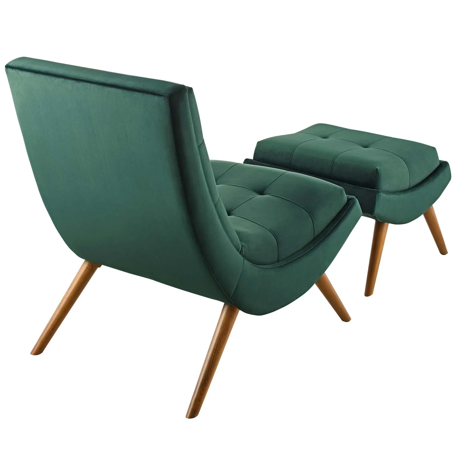 Ramp Upholstered Performance Velvet Lounge Chair and Ottoman Set - Image 4