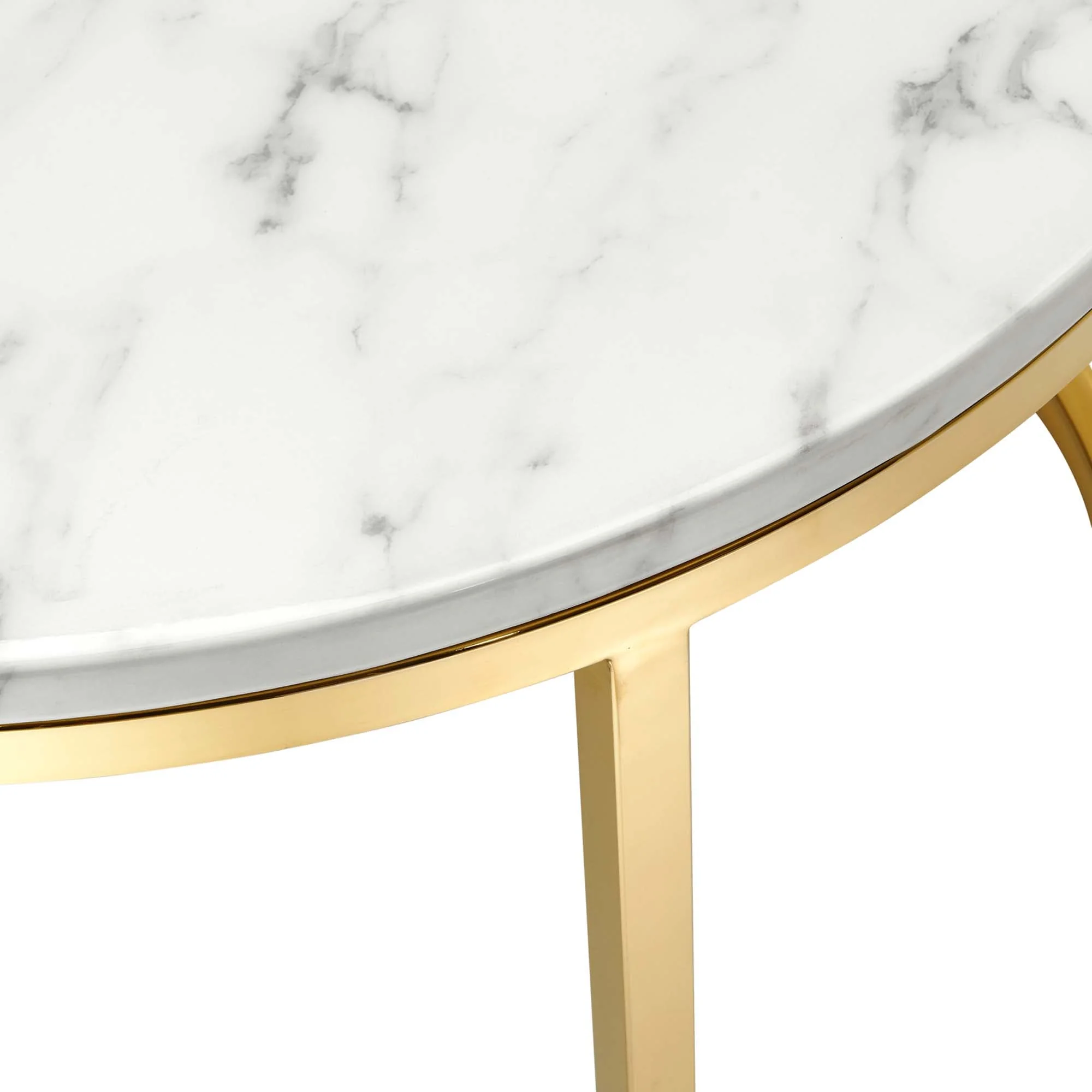 Ravenna Artificial Marble Nesting Coffee Table in Gold White - Image 6