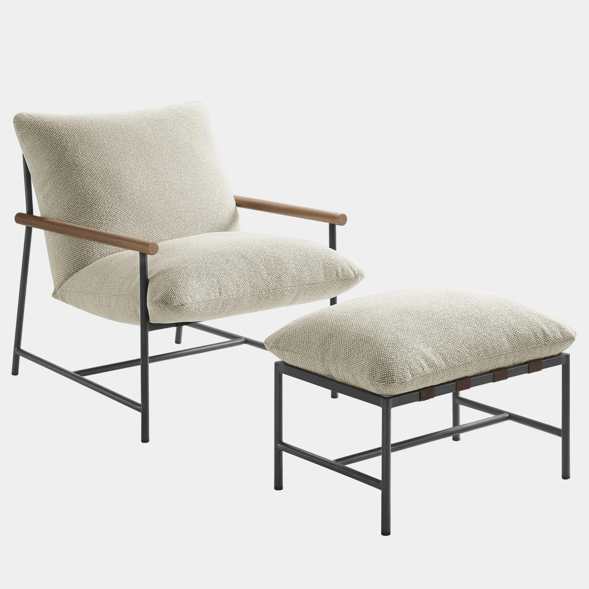 Raya Outdoor Patio Boucle Lounge Chair and Ottoman - Image 10