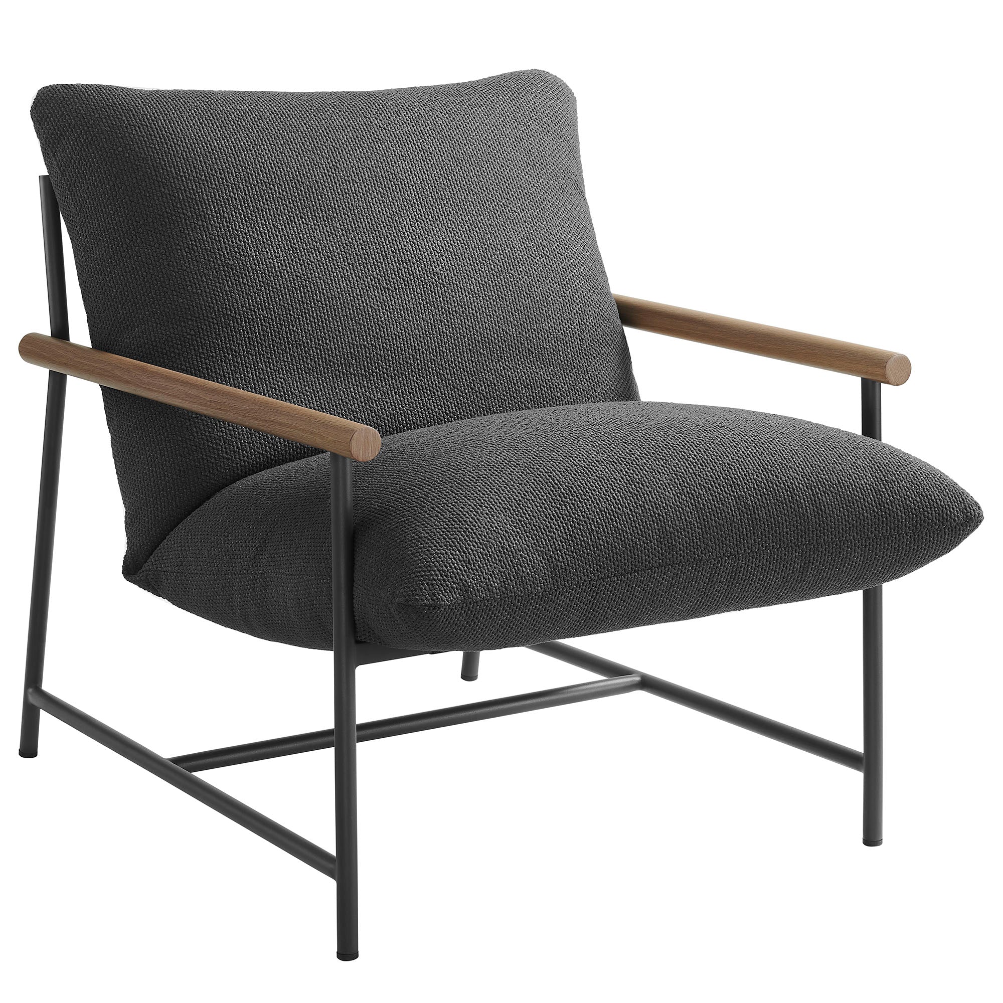 Raya Outdoor Patio Boucle Lounge Chair and Ottoman - Image 3