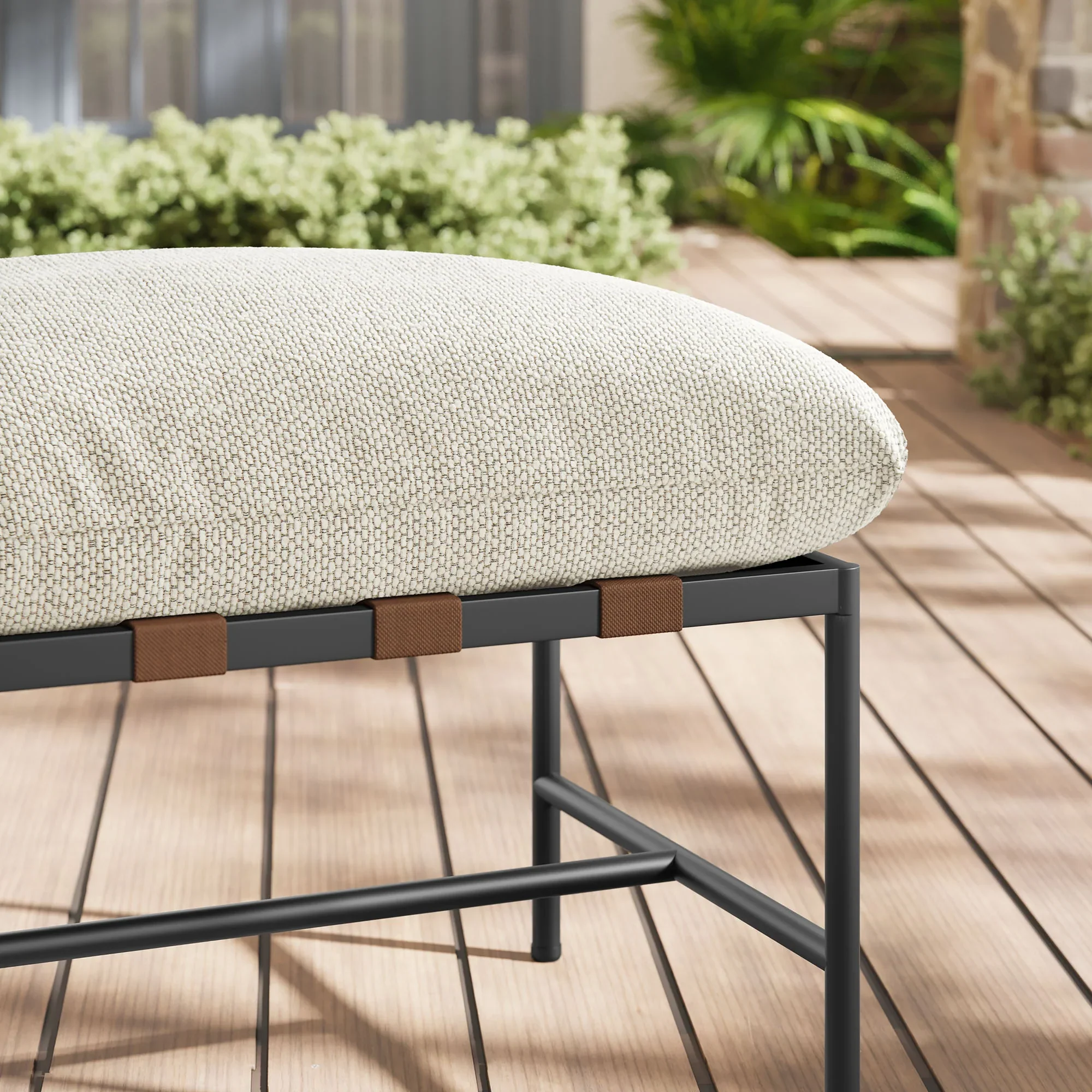 Raya Outdoor Patio Boucle Ottoman - Image 11