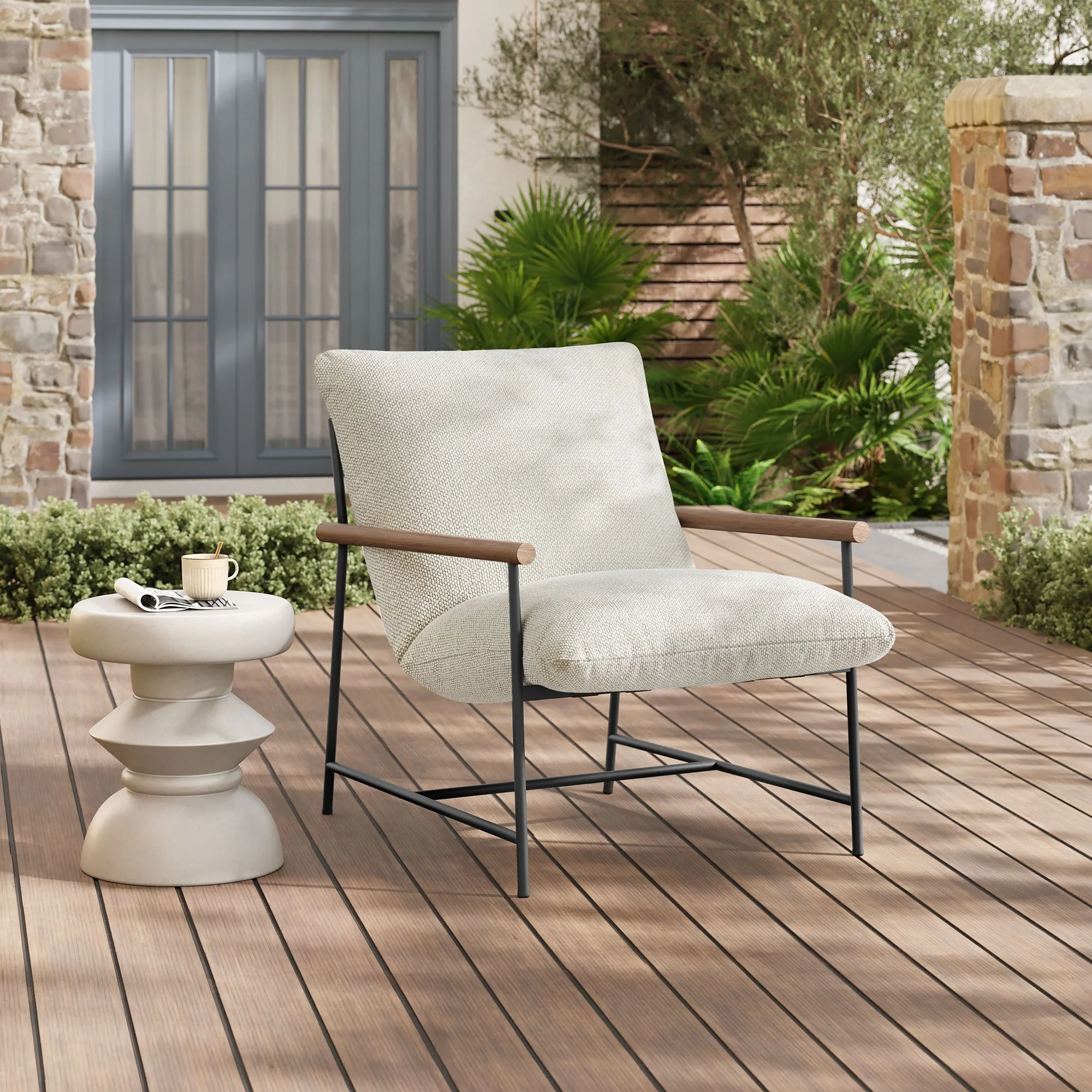 Raya Outdoor Patio Boucle Sling Lounge Chair - Image 11