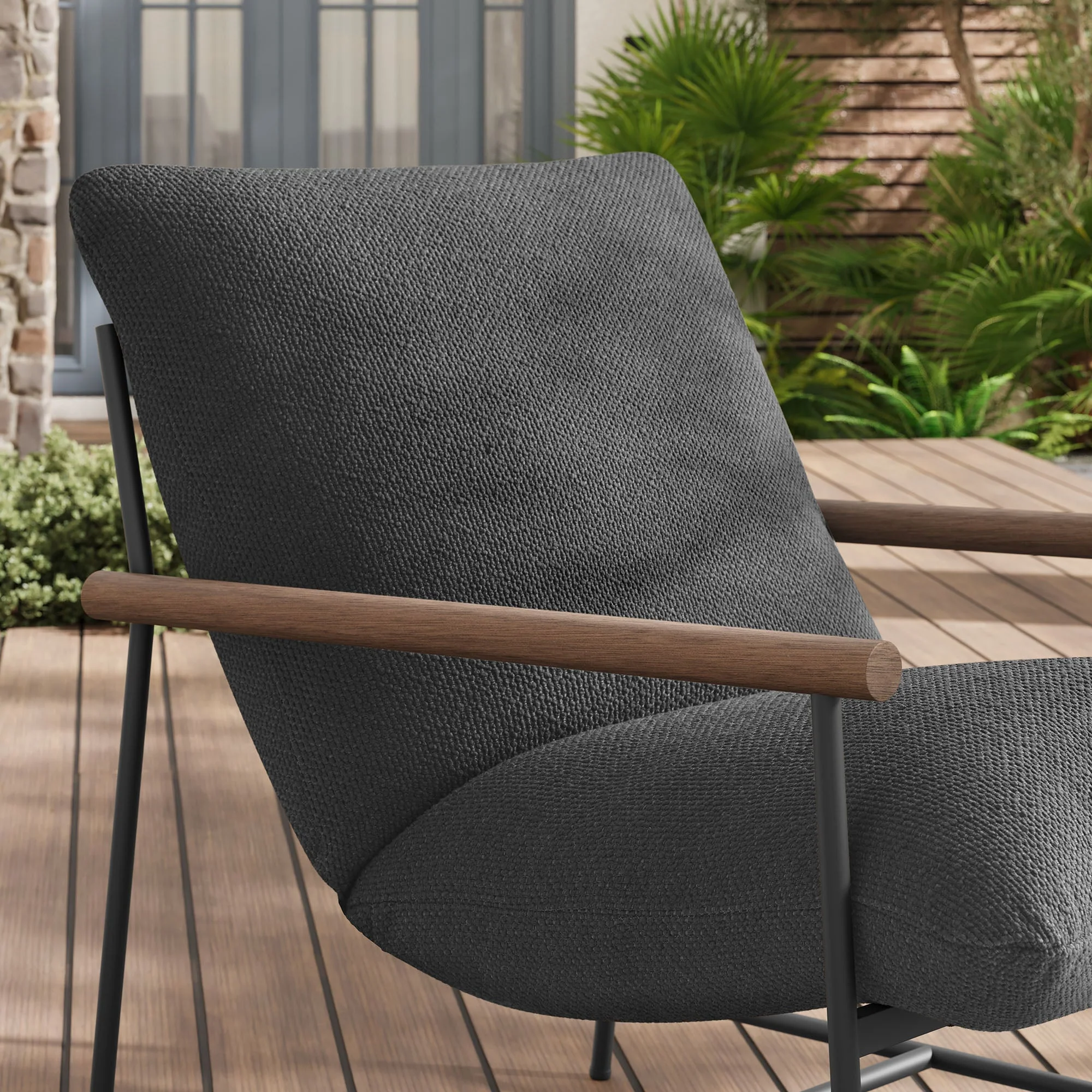 Raya Outdoor Patio Boucle Sling Lounge Chair - Image 3