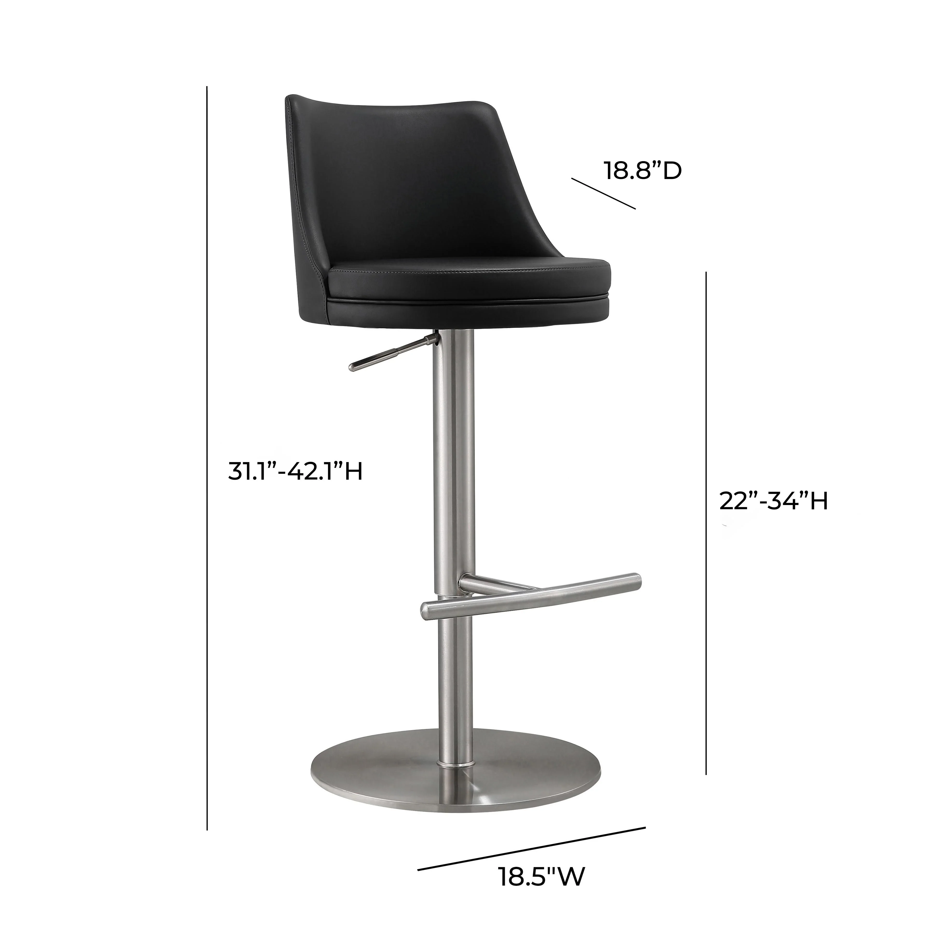 Reagan Performance Vegan Leather Adjustable Stool - Image 17