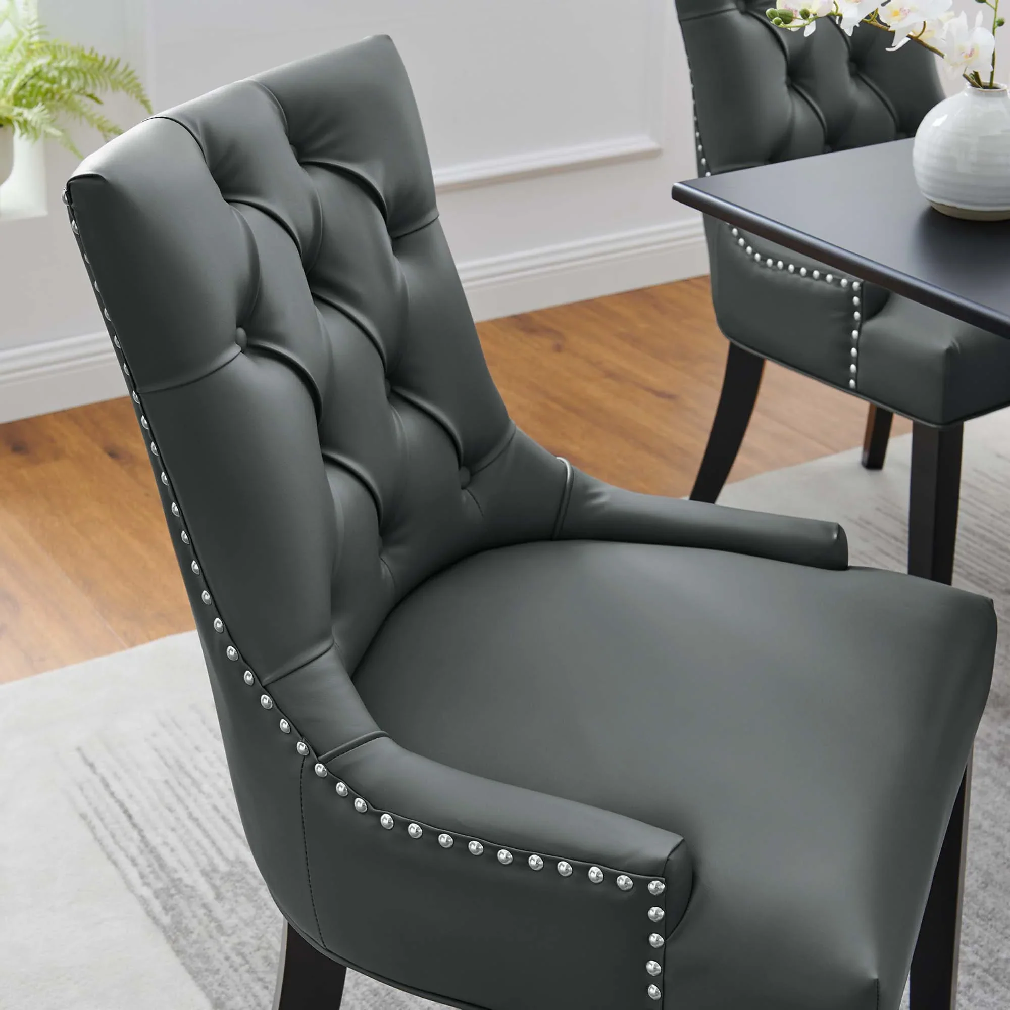 Regent Tufted Vegan Leather Dining Chair - Image 3