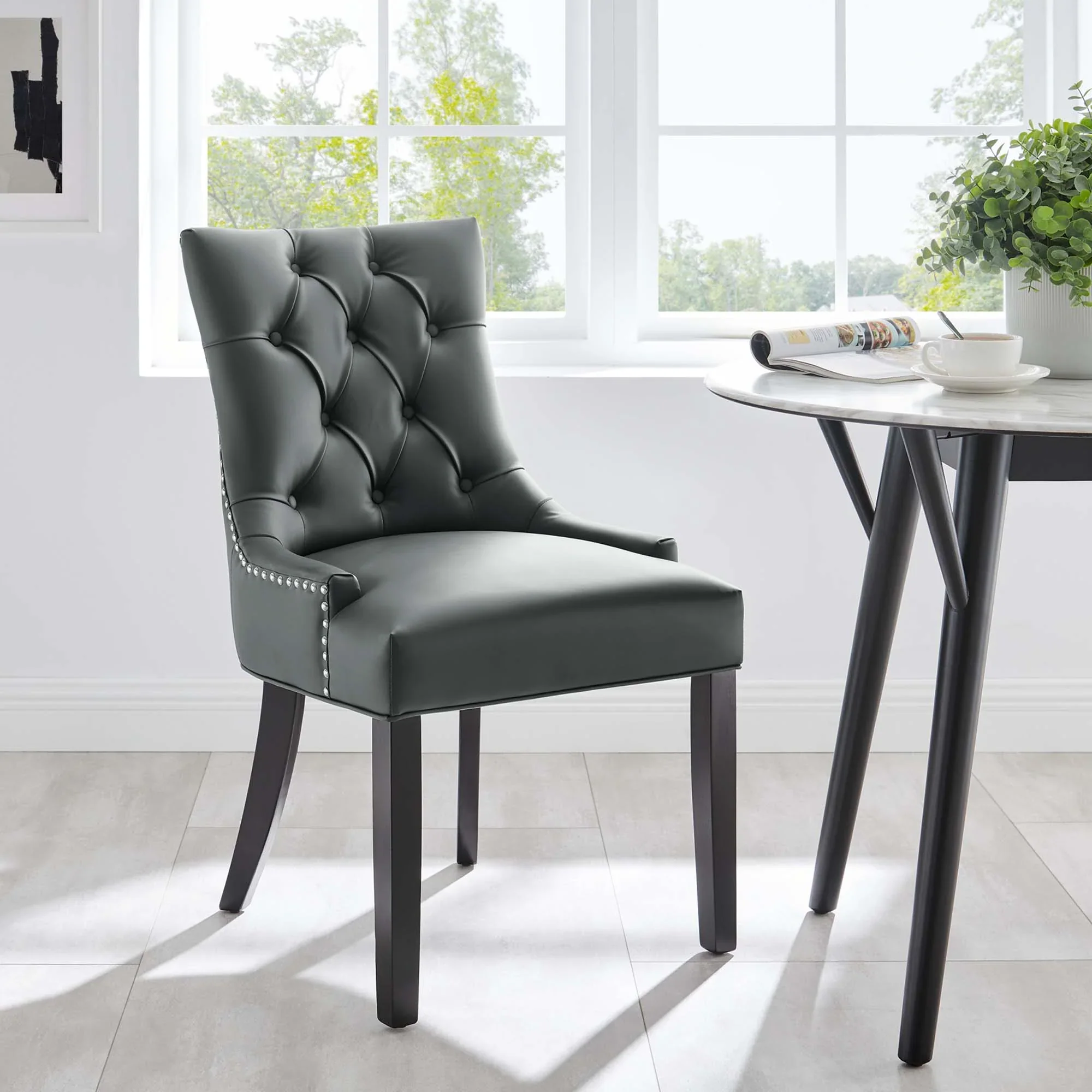 Regent Tufted Vegan Leather Dining Chair - Image 8
