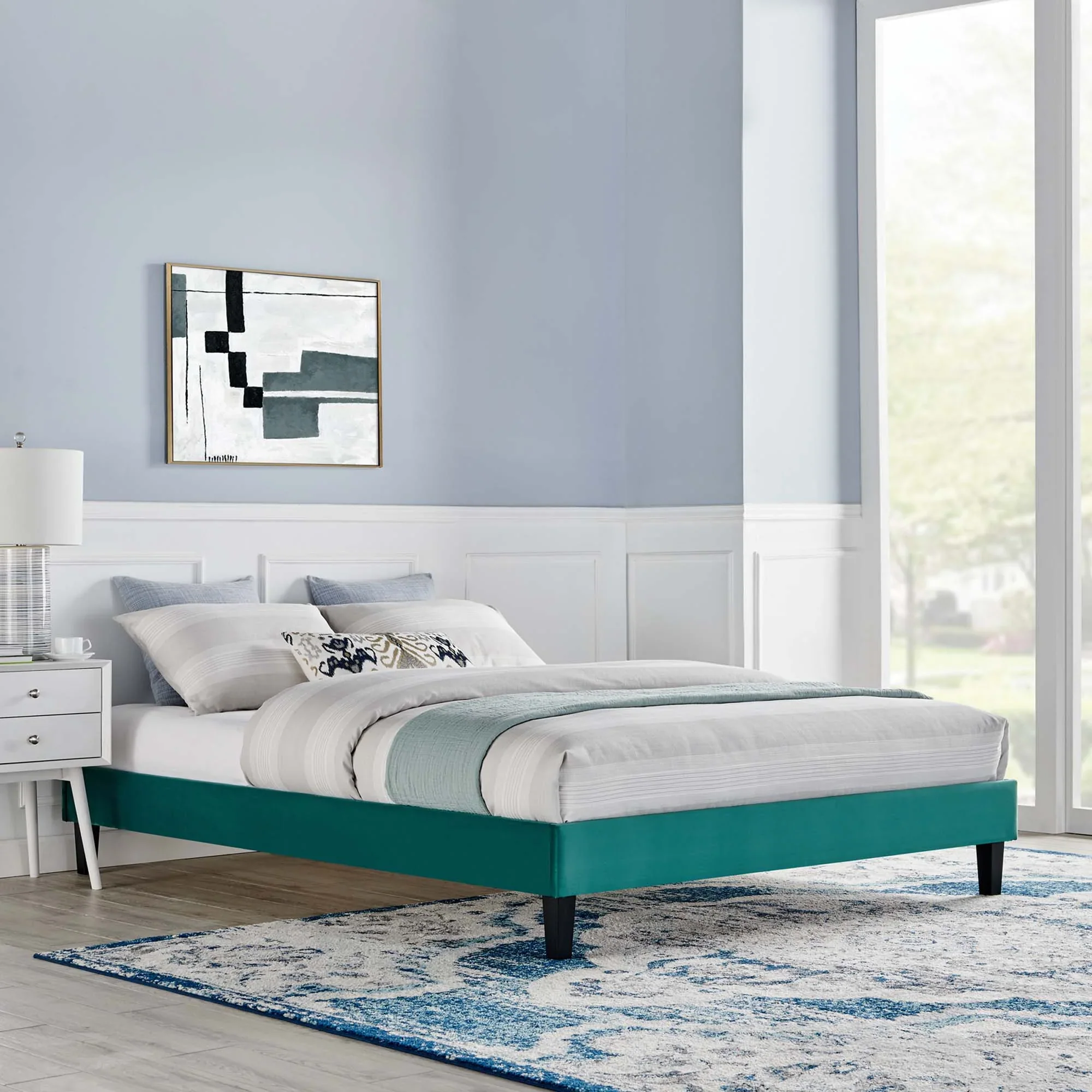 Reign Performance Velvet Platform Bed Frame - Image 25