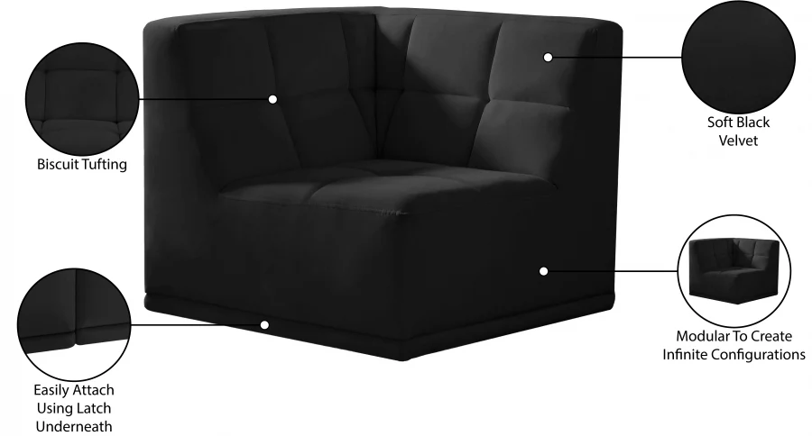 Relax Velvet Upholstered Corner Modular Chair - Image 11