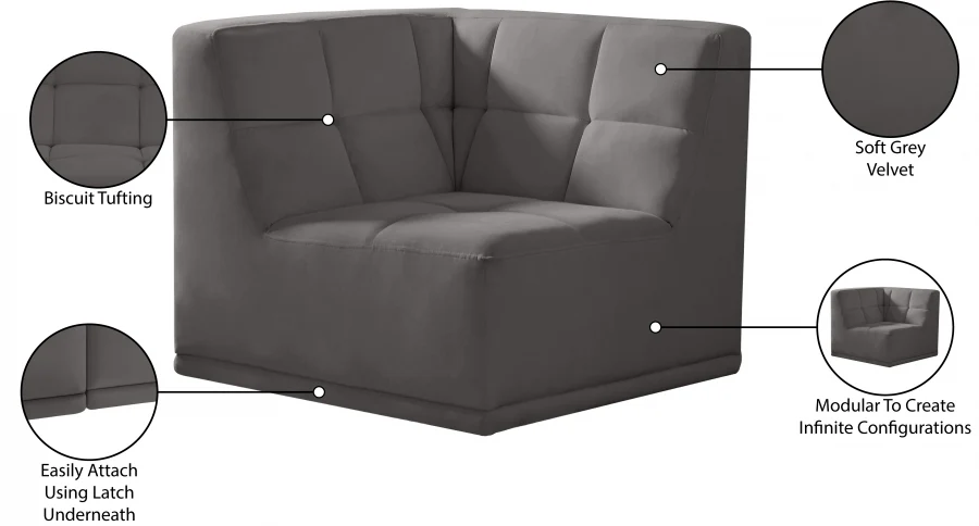 Relax Velvet Upholstered Corner Modular Chair - Image 22