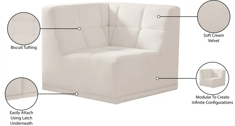 Relax Velvet Upholstered Corner Modular Chair - Image 34