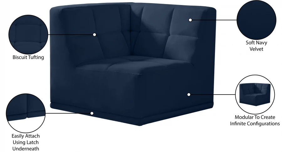 Relax Velvet Upholstered Corner Modular Chair - Image 44