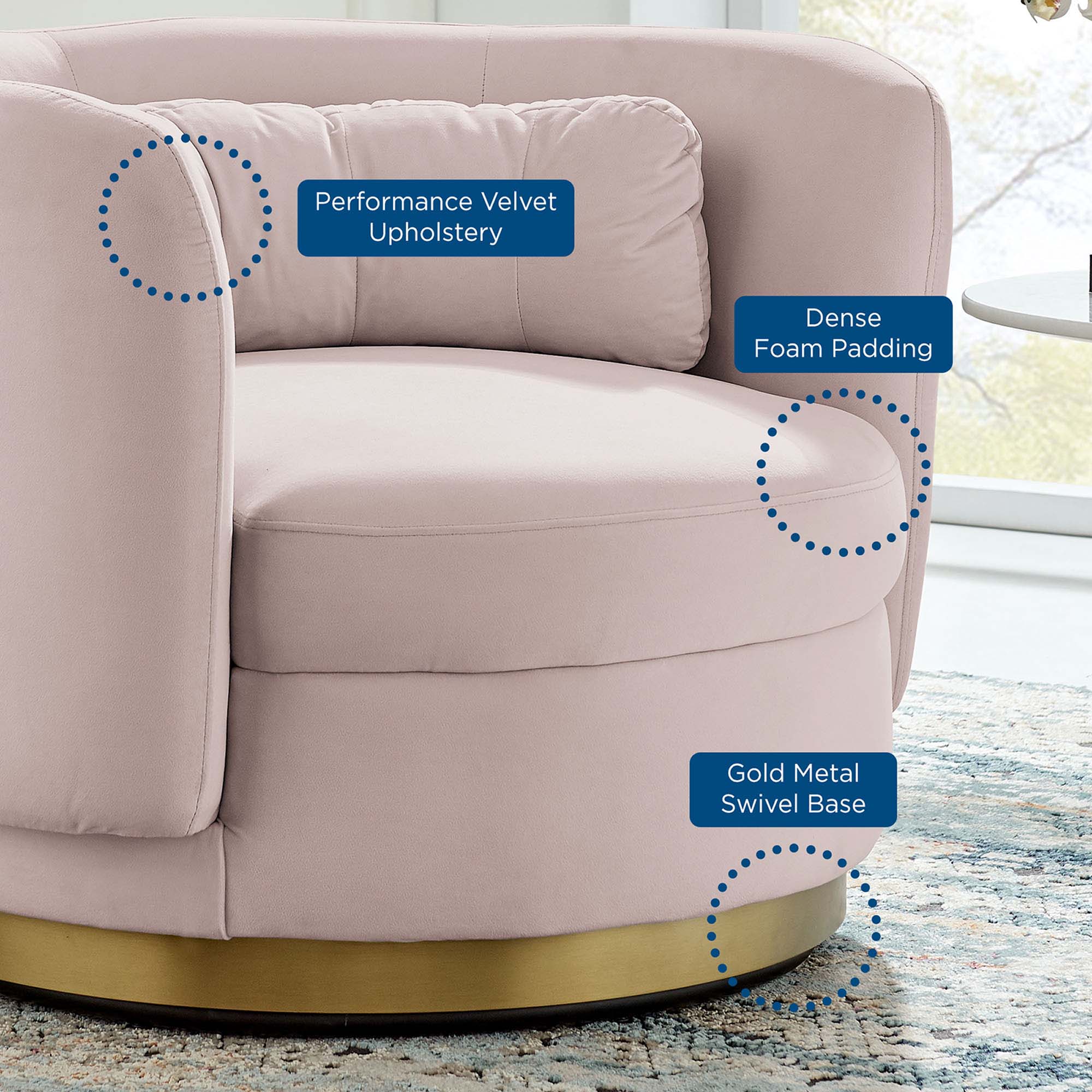 Relish Performance Velvet Swivel Chair - Image 7