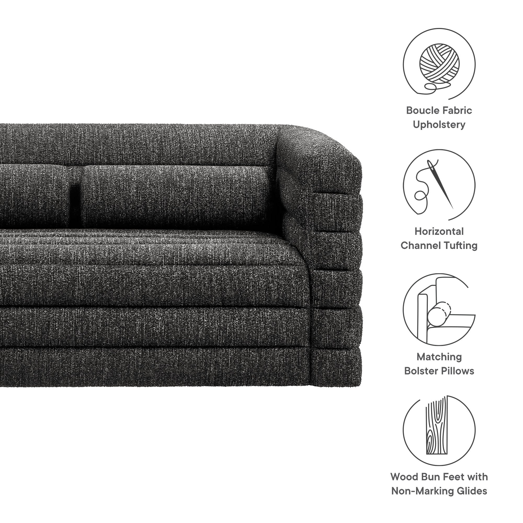 Relle Channel Tufted Boucle Upholstered Loveseat - Image 8