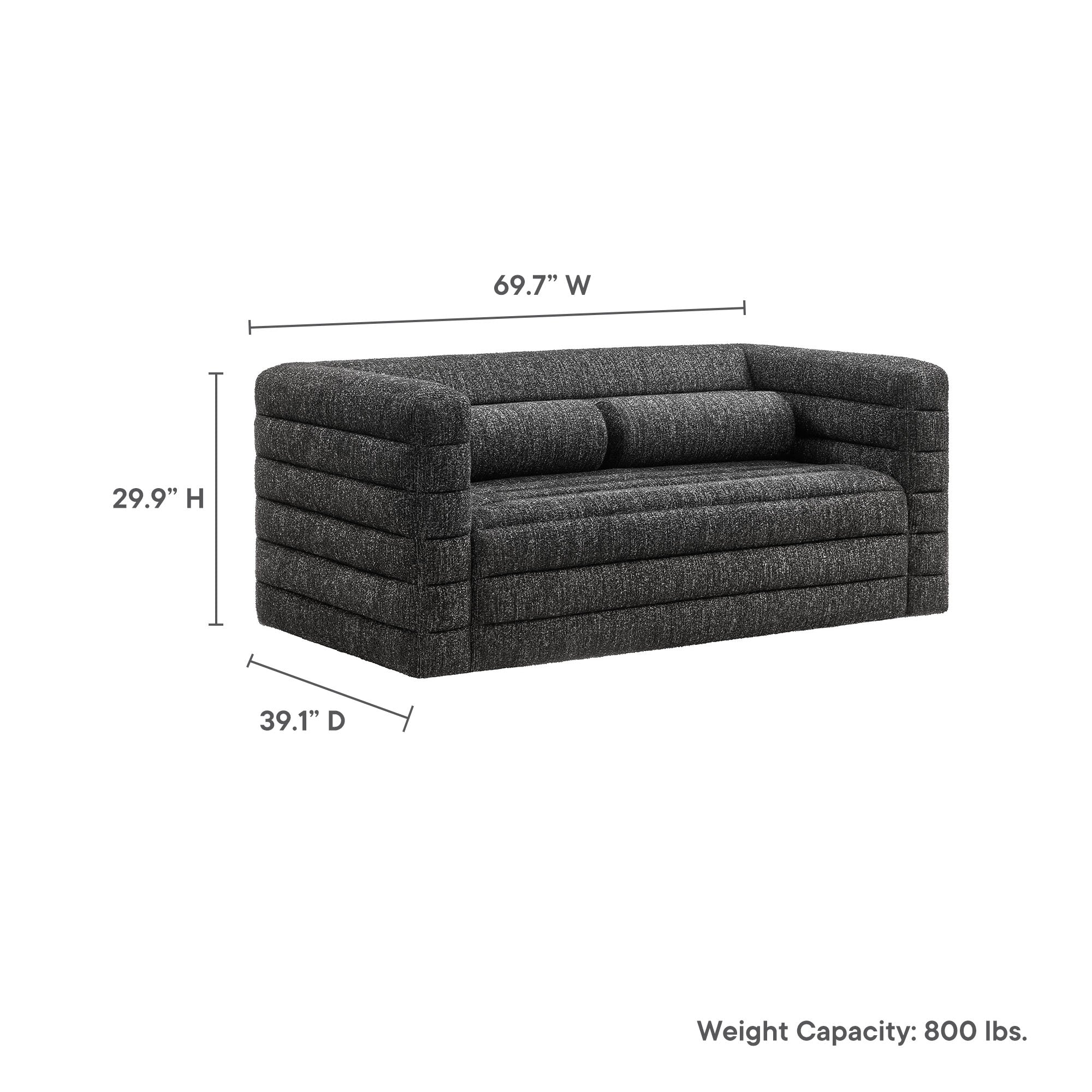 Relle Channel Tufted Boucle Upholstered Loveseat - Image 9