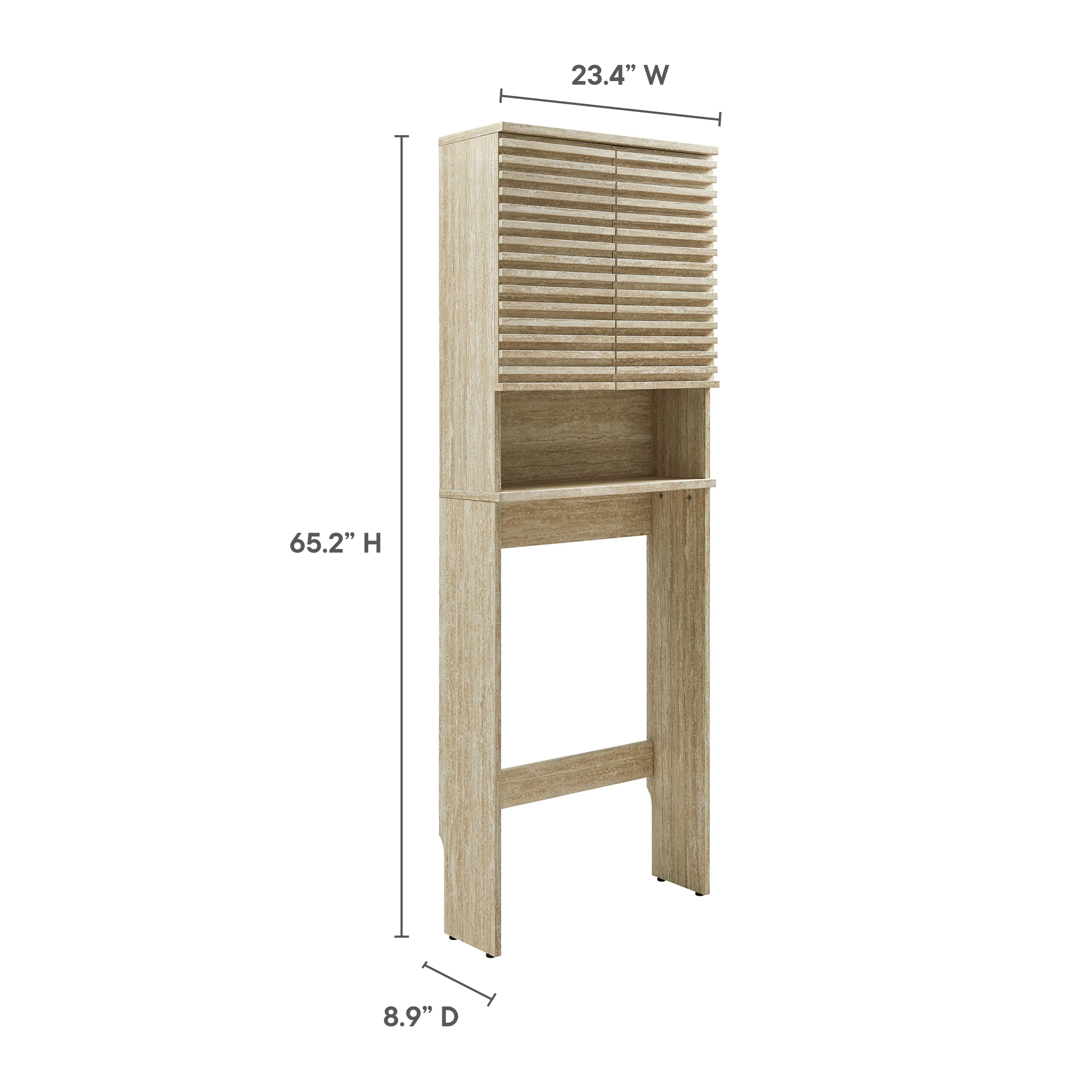Render Over the Toilet Faux Travertine Bathroom Storage Cabinet - Image 3