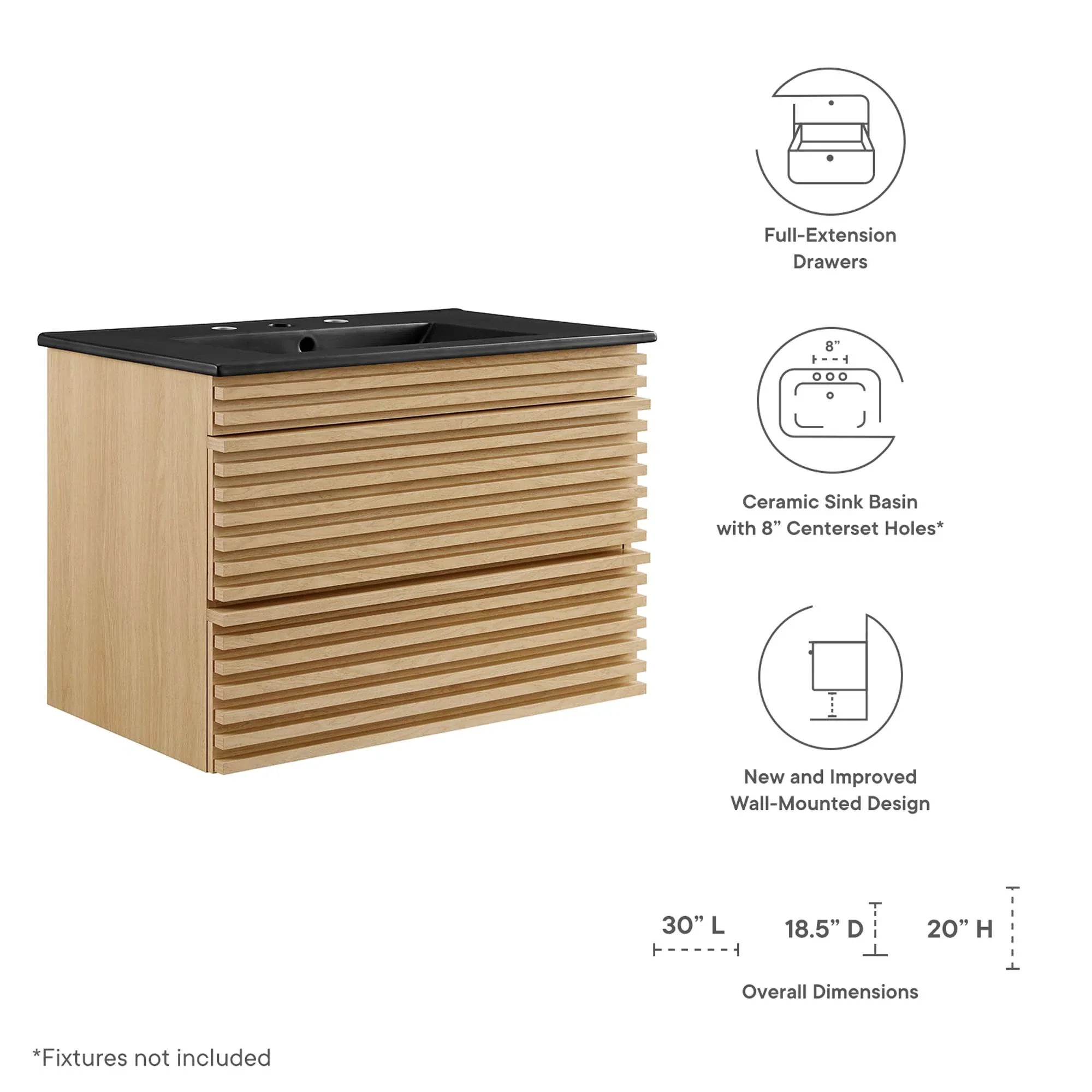 Render Wall-Mount Bathroom Vanity with Black Basin Included - Image 123