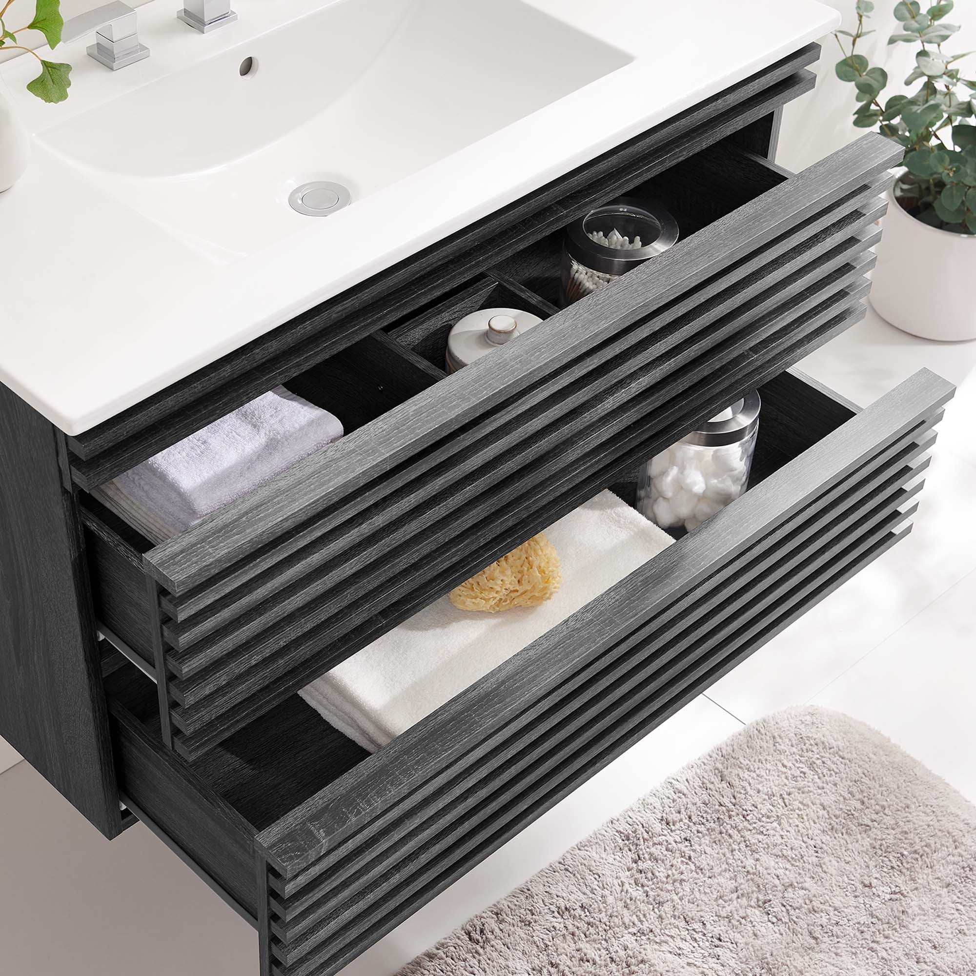 Render Wall-Mount Bathroom Vanity with White Basin Included - Image 33