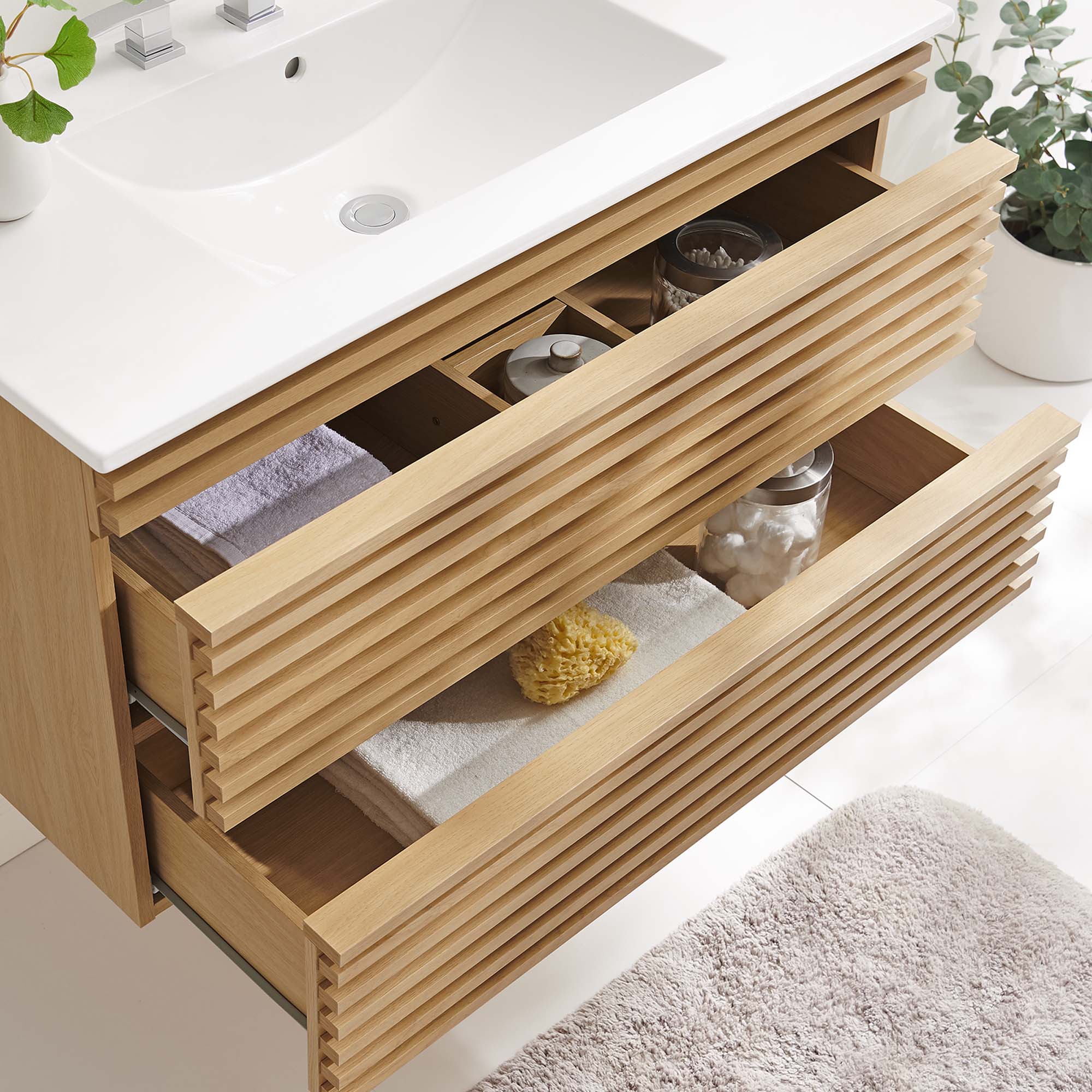 Render Wall-Mount Bathroom Vanity with White Basin Included - Image 41