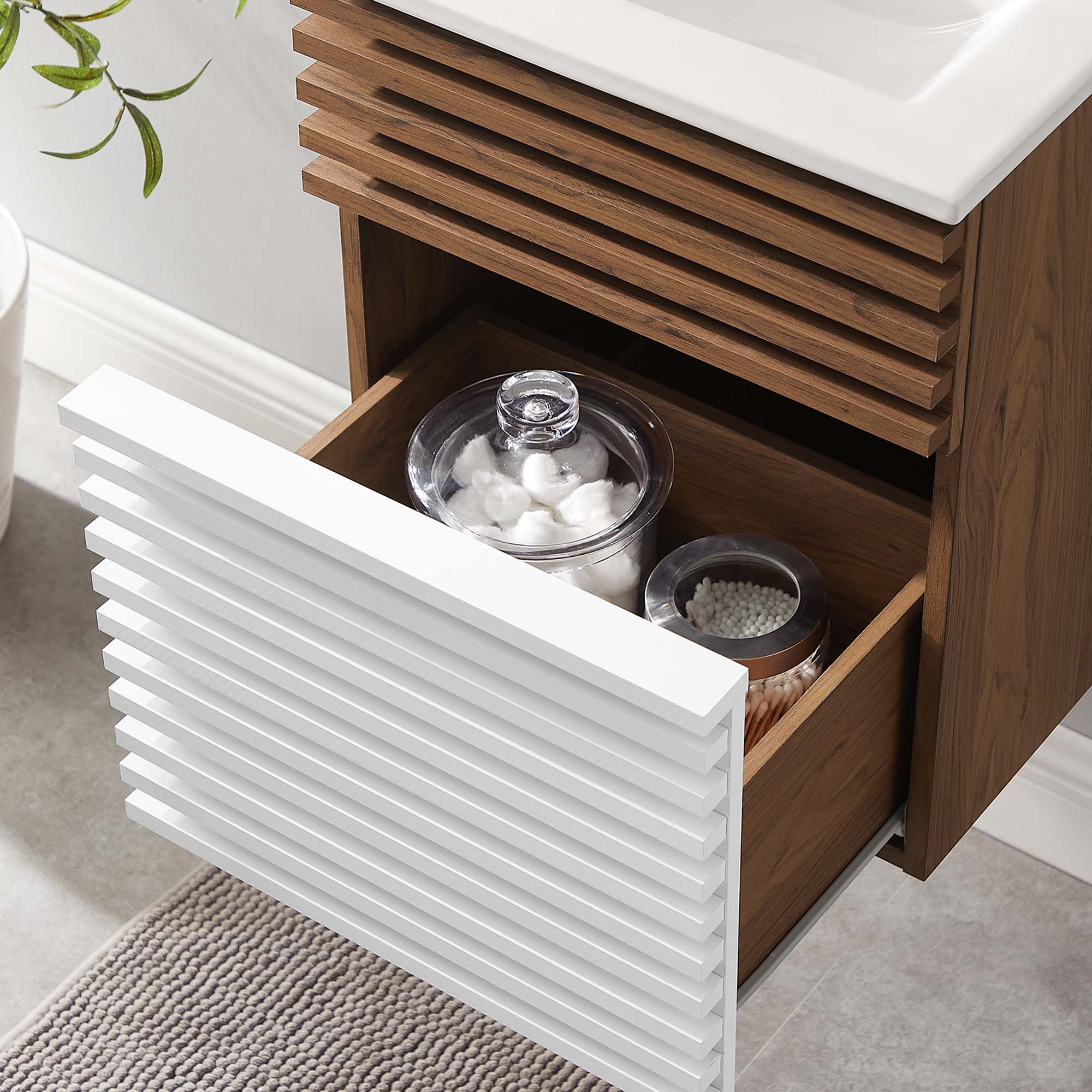 Render Wall-Mount Bathroom Vanity with White Basin Included - Image 74