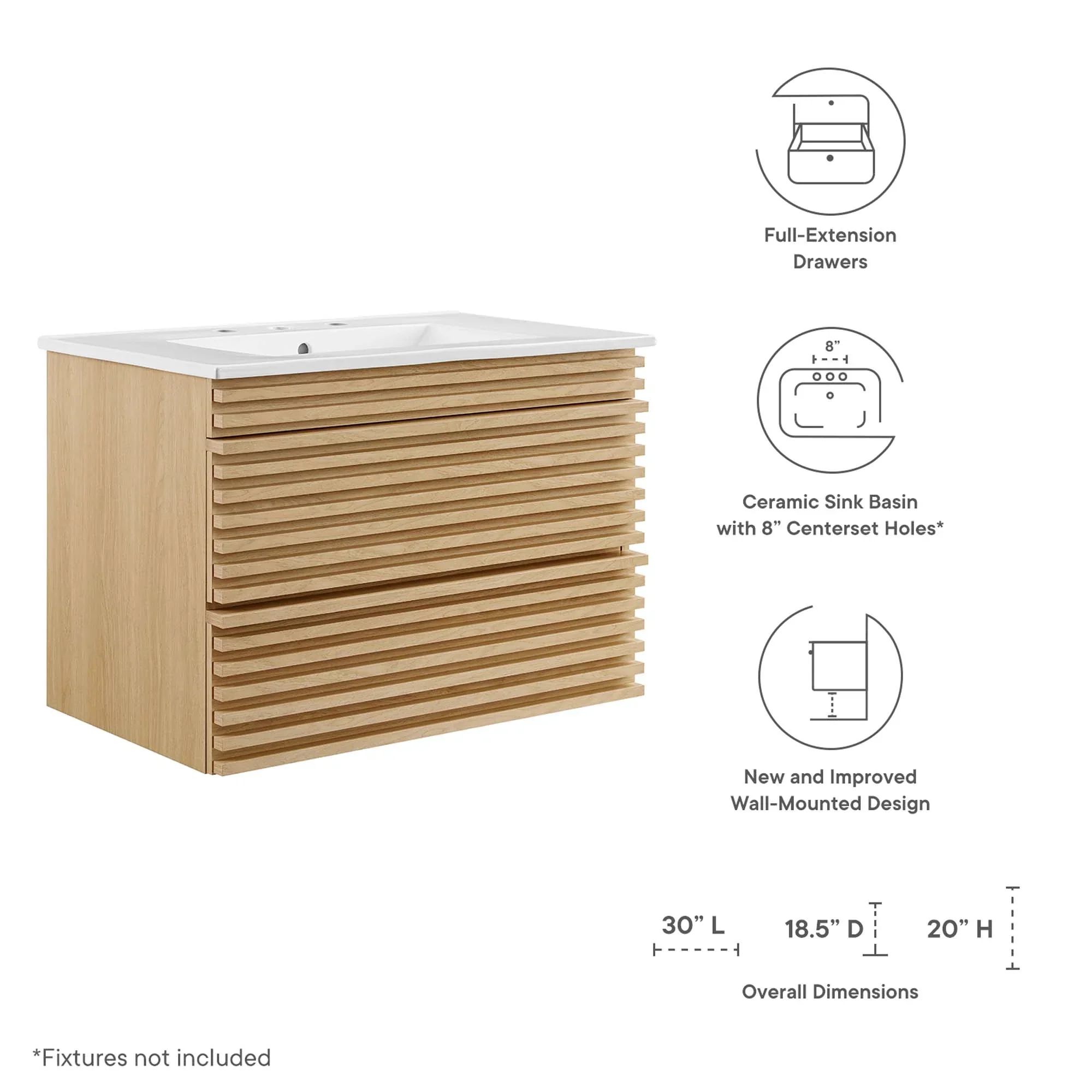 Render Wall-Mount Bathroom Vanity with White Basin Included - Image 98