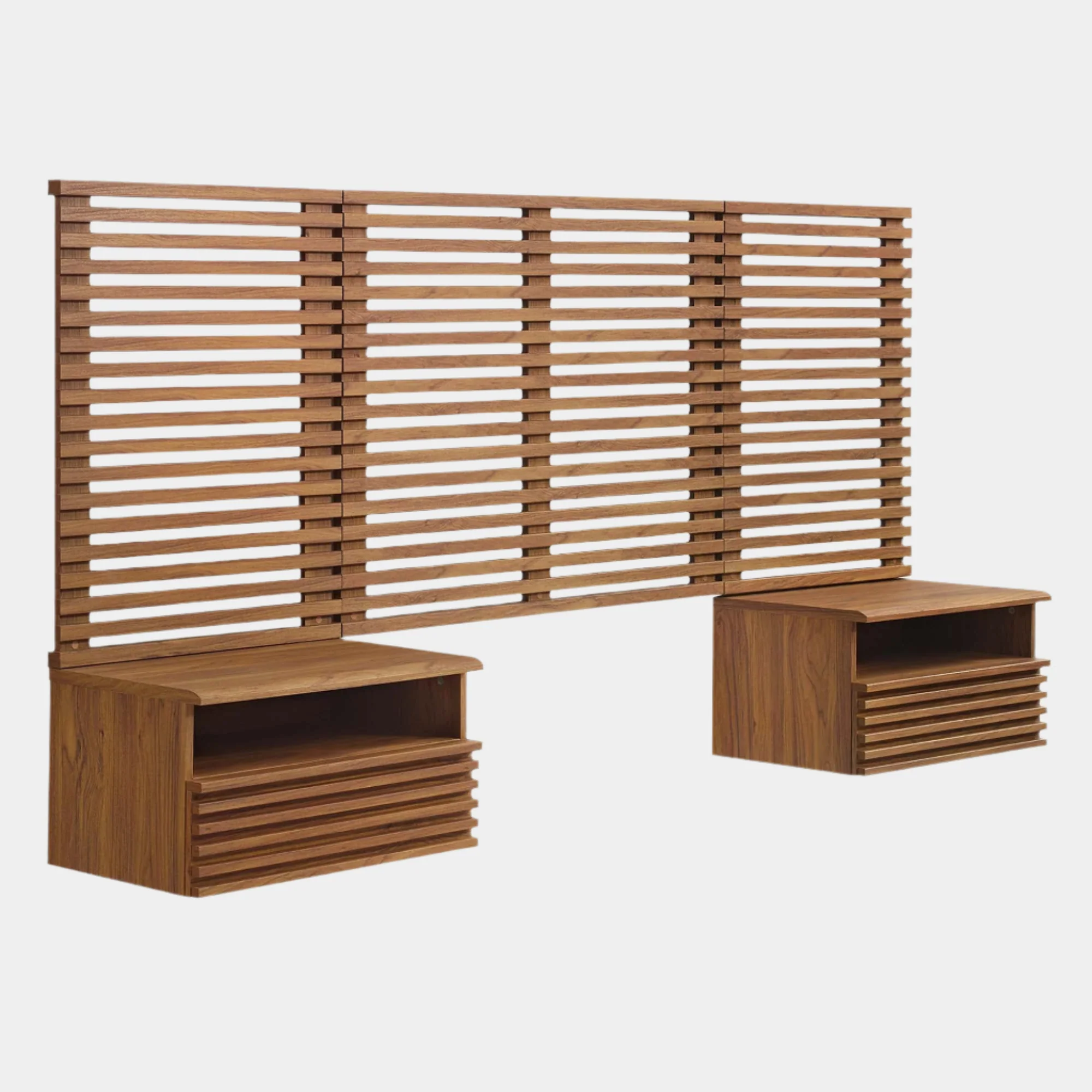 Render Wall Mount Headboard and Modern Nightstands