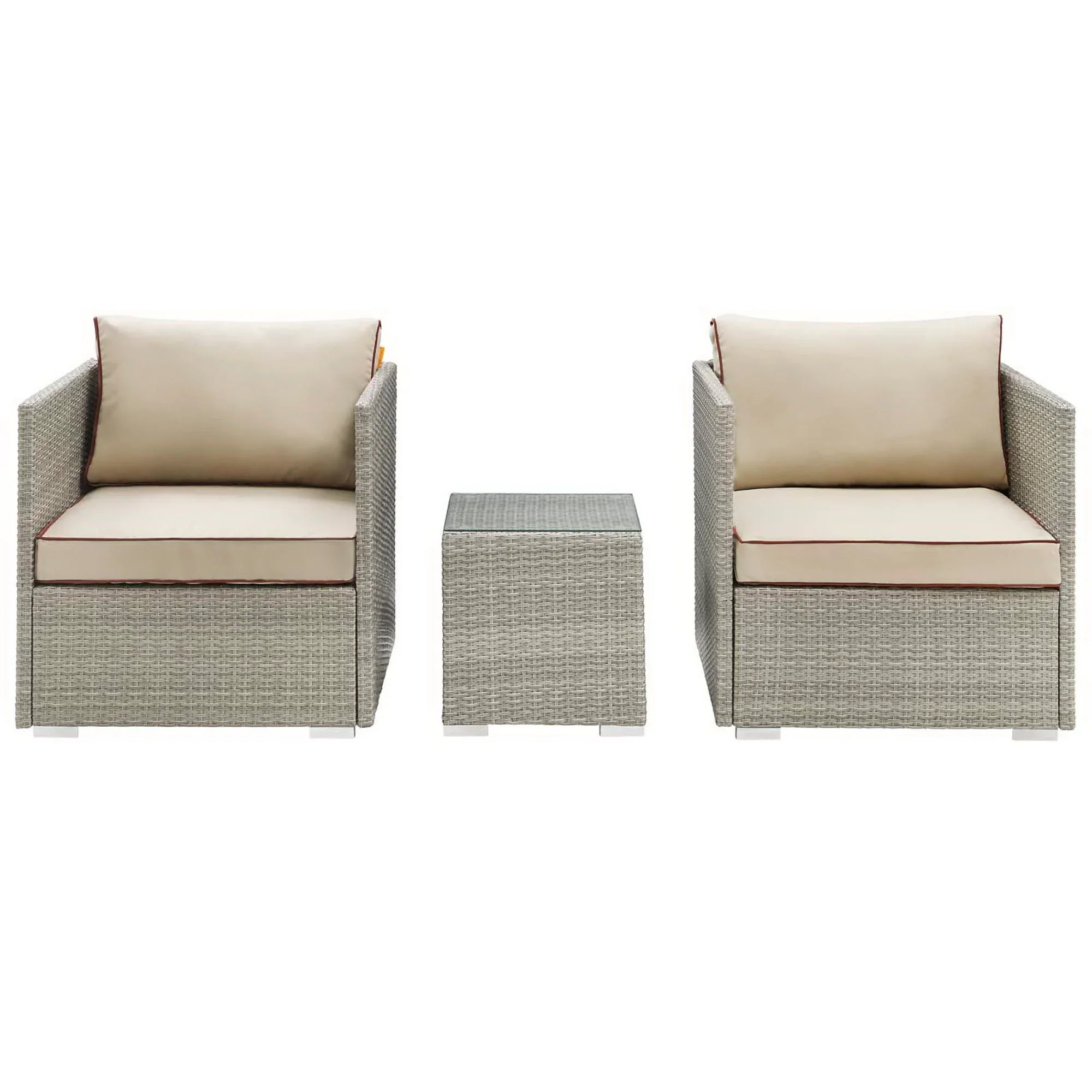 Repose 3 Piece Outdoor Sectional Set in Light Gray Beige - Image 2