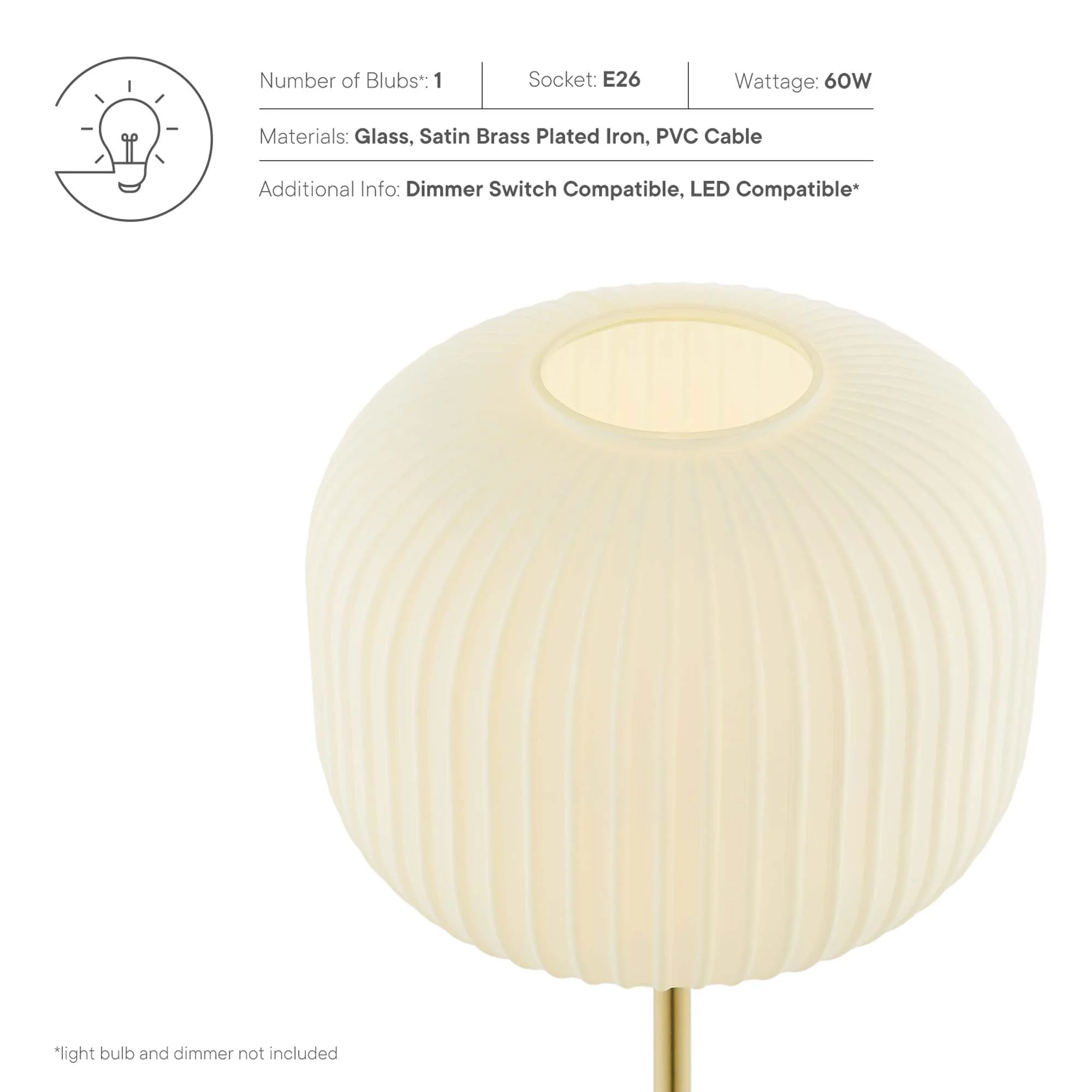Reprise Glass Sphere Glass and Metal Table Lamp - Image 14