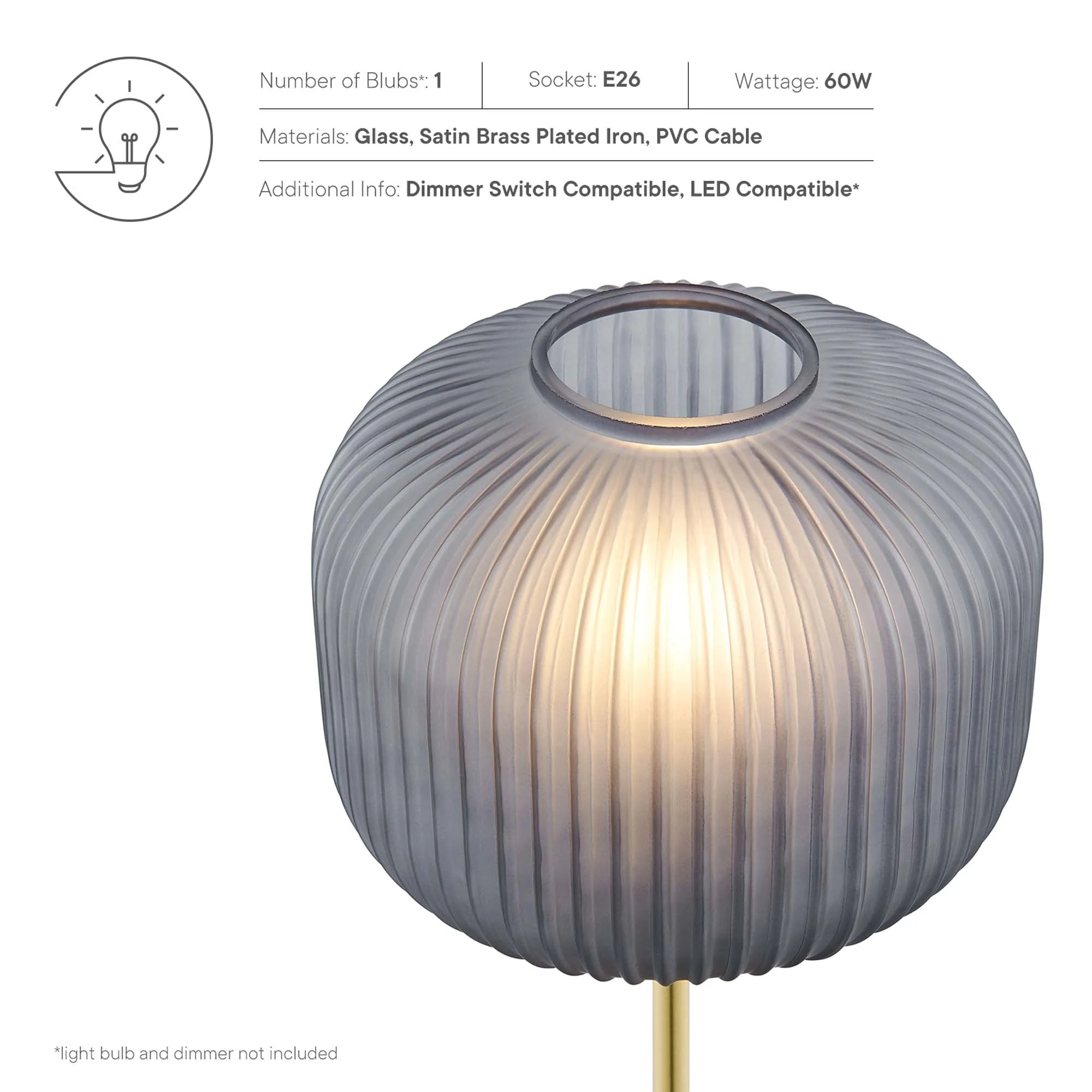 Reprise Glass Sphere Glass and Metal Table Lamp - Image 6
