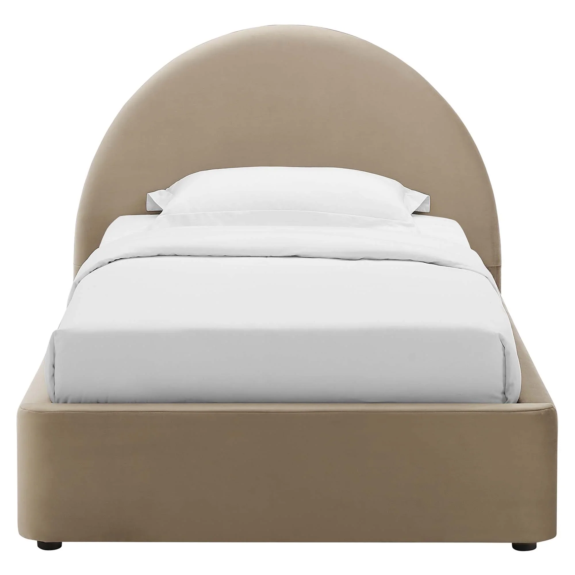 Resort Performance Velvet Arched Round Platform Bed - Image 7