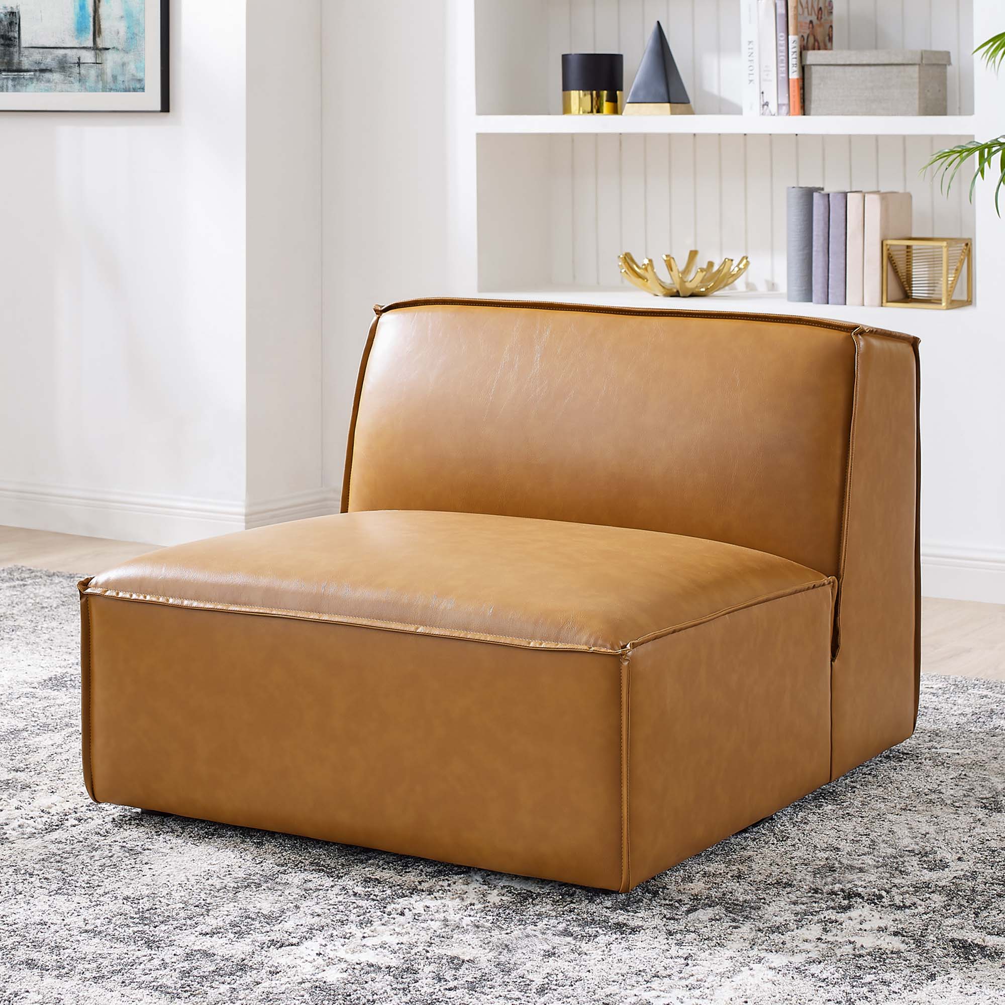 Restore Vegan Leather Sectional Sofa Armless Chair - Image 2