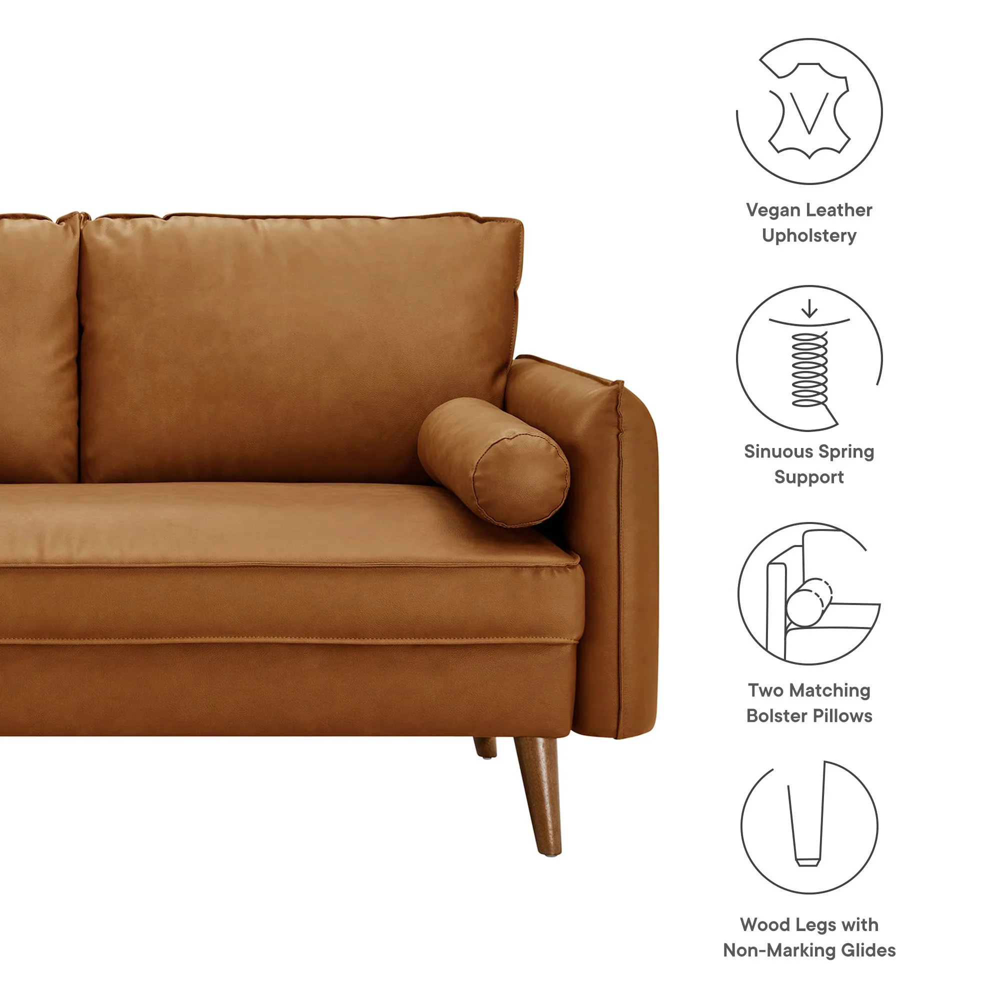 Revive Upholstered Vegan Leather Loveseat - Image 17