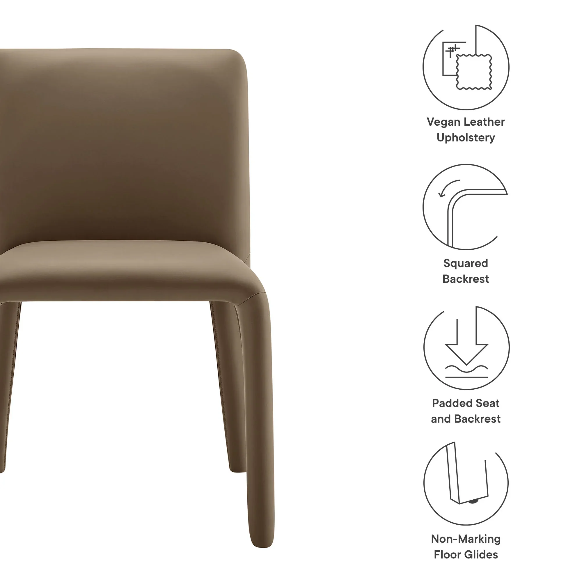 Rhodes Vegan Leather Upholstered Dining Chair - Image 8