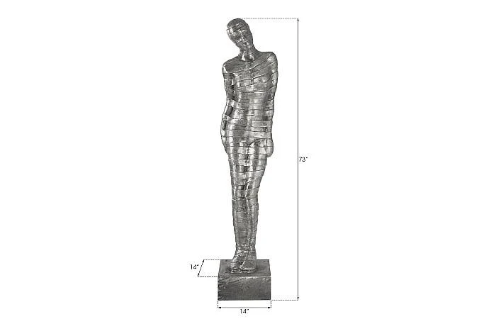 Ribboned Woman Leaning Left, Black/Silver, Aluminum - Image 5