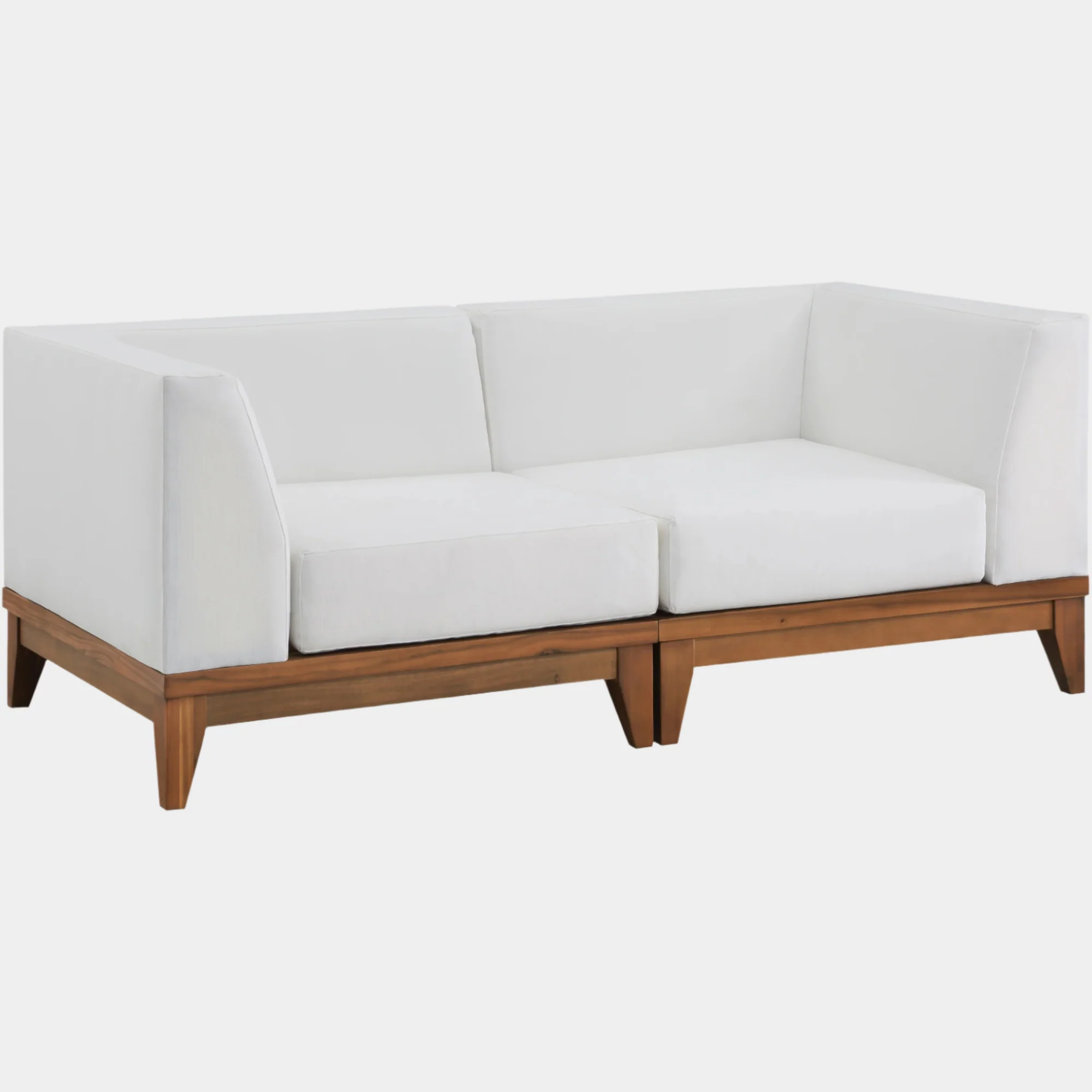 Rio Off White Water Resistant Fabric Upholstered Outdoor Patio 2pc. Modular Loveseat