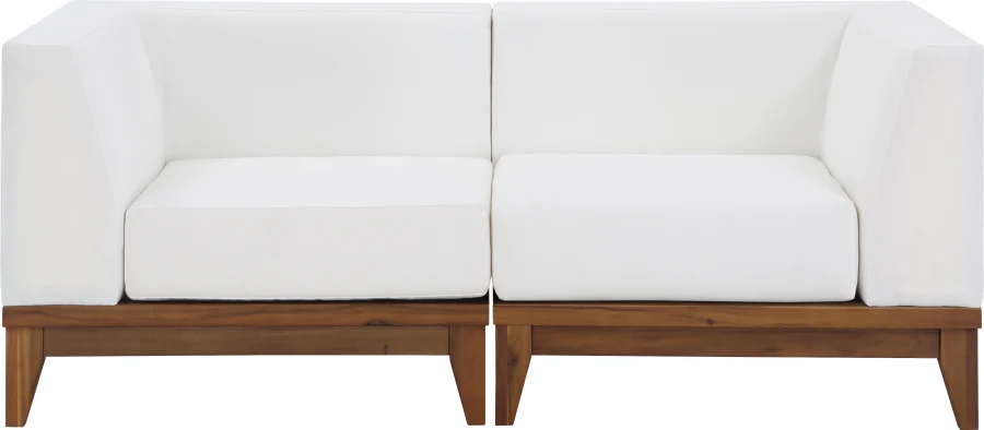 Rio Off White Water Resistant Fabric Upholstered Outdoor Patio 2pc. Modular Loveseat - Image 5