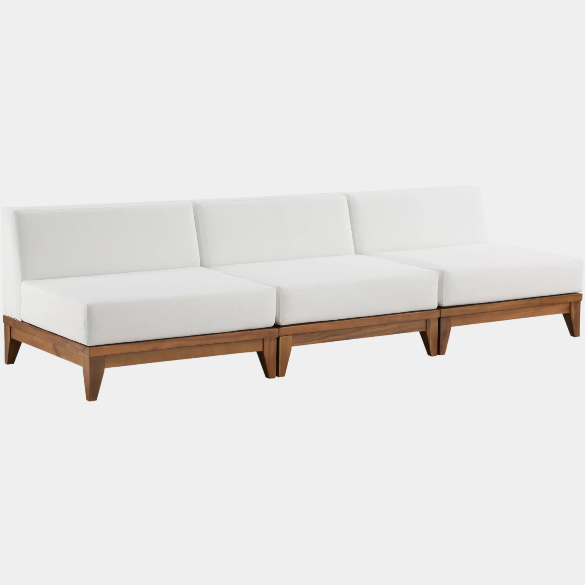 Rio Off White Water Resistant Fabric Upholstered Outdoor Patio 3pc. Armless Modular Sofa