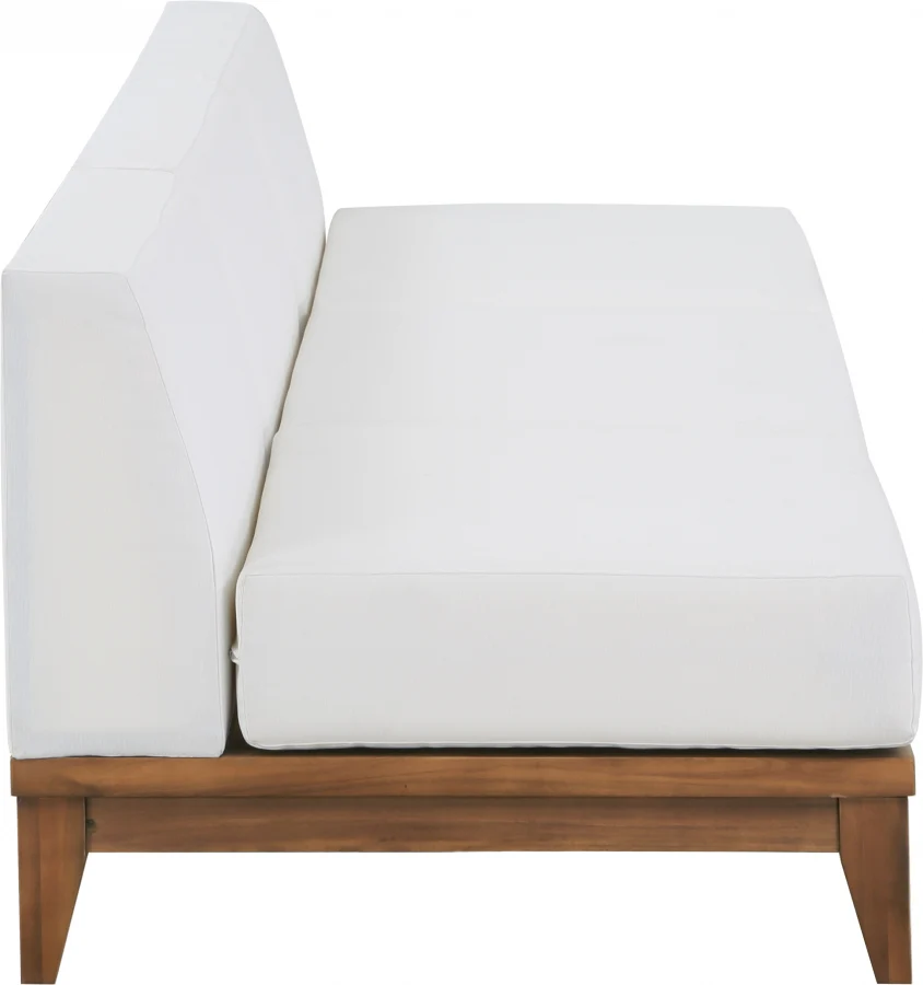 Rio Off White Water Resistant Fabric Upholstered Outdoor Patio 3pc. Armless Modular Sofa - Image 4