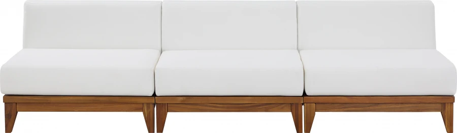 Rio Off White Water Resistant Fabric Upholstered Outdoor Patio 3pc. Armless Modular Sofa - Image 5