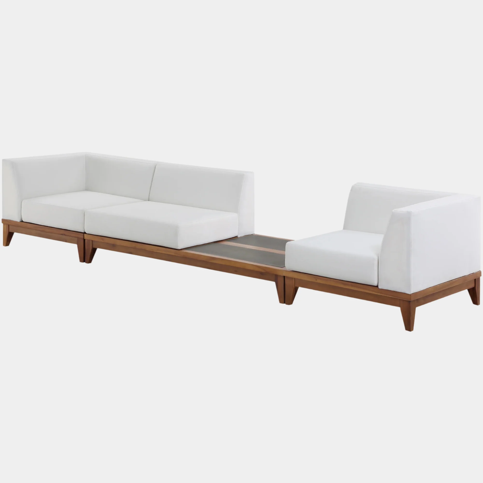 Rio Off White Water Resistant Fabric Upholstered Outdoor Patio 3pc. Modular Sofa