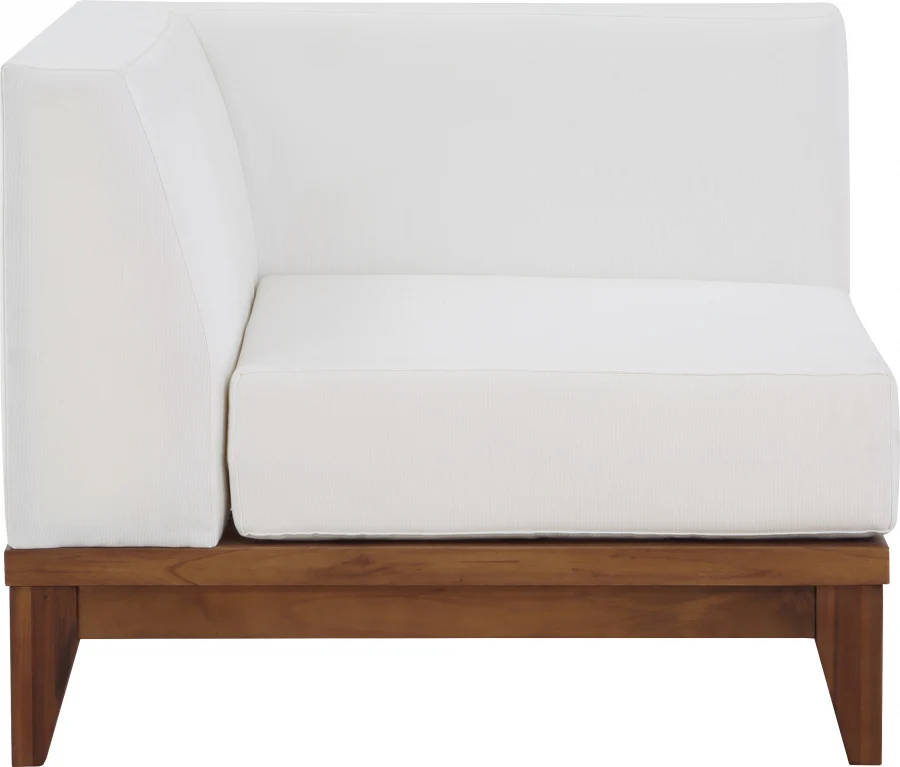 Rio Off White Water Resistant Fabric Upholstered Outdoor Patio Modular Corner Chair - Image 5