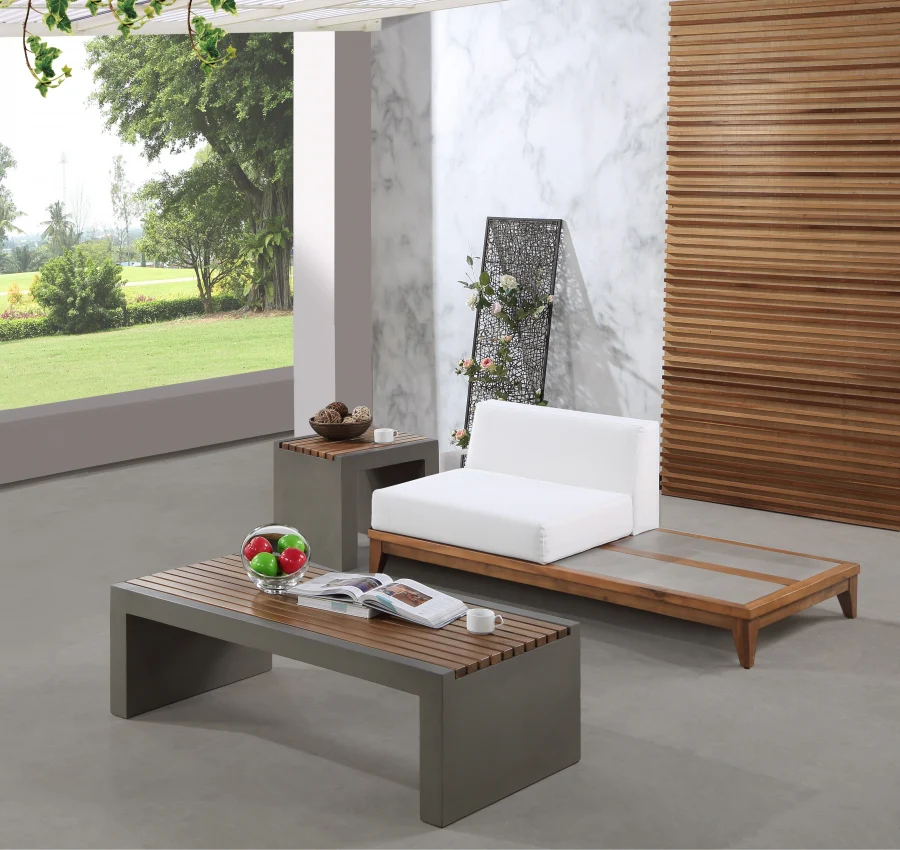 Rio Off White Water Resistant Fabric Upholstered Outdoor Patio Modular Double Chair - Image 2
