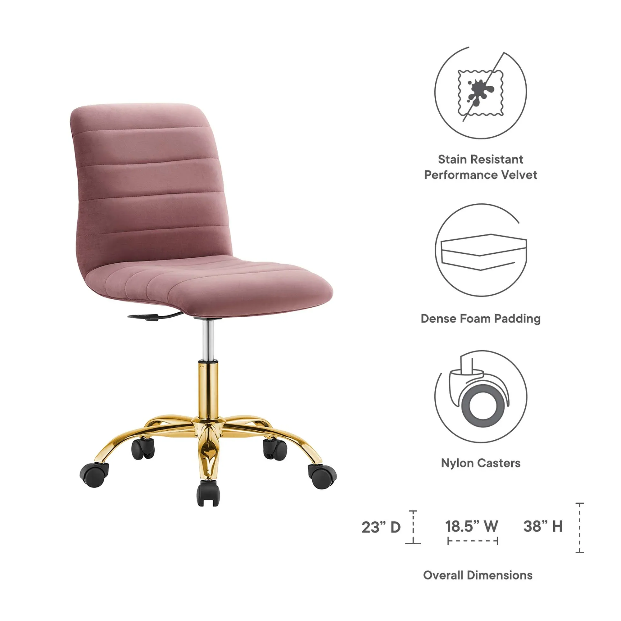 Ripple Armless Performance Velvet Office Chair - Image 18