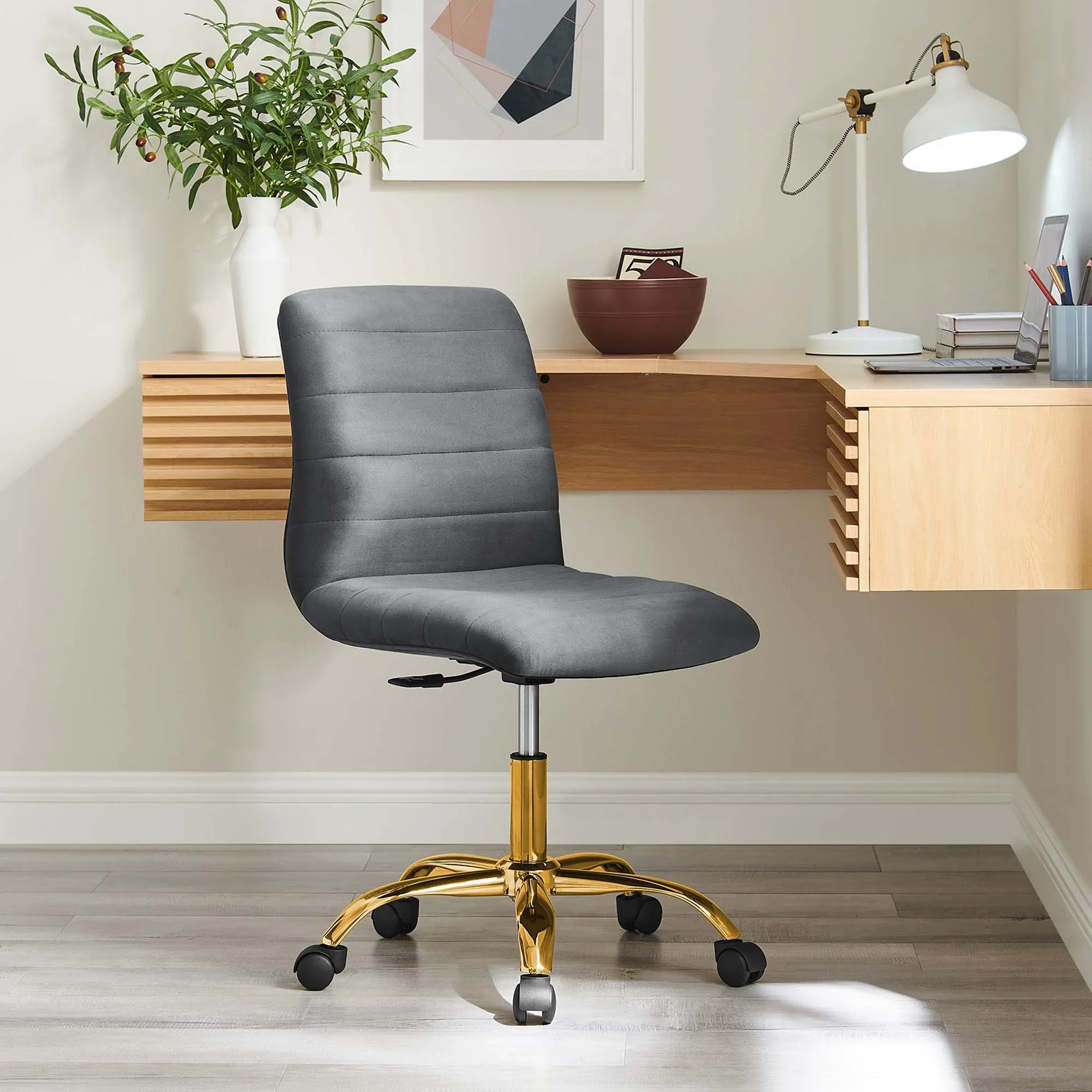 Ripple Armless Performance Velvet Office Chair - Image 25