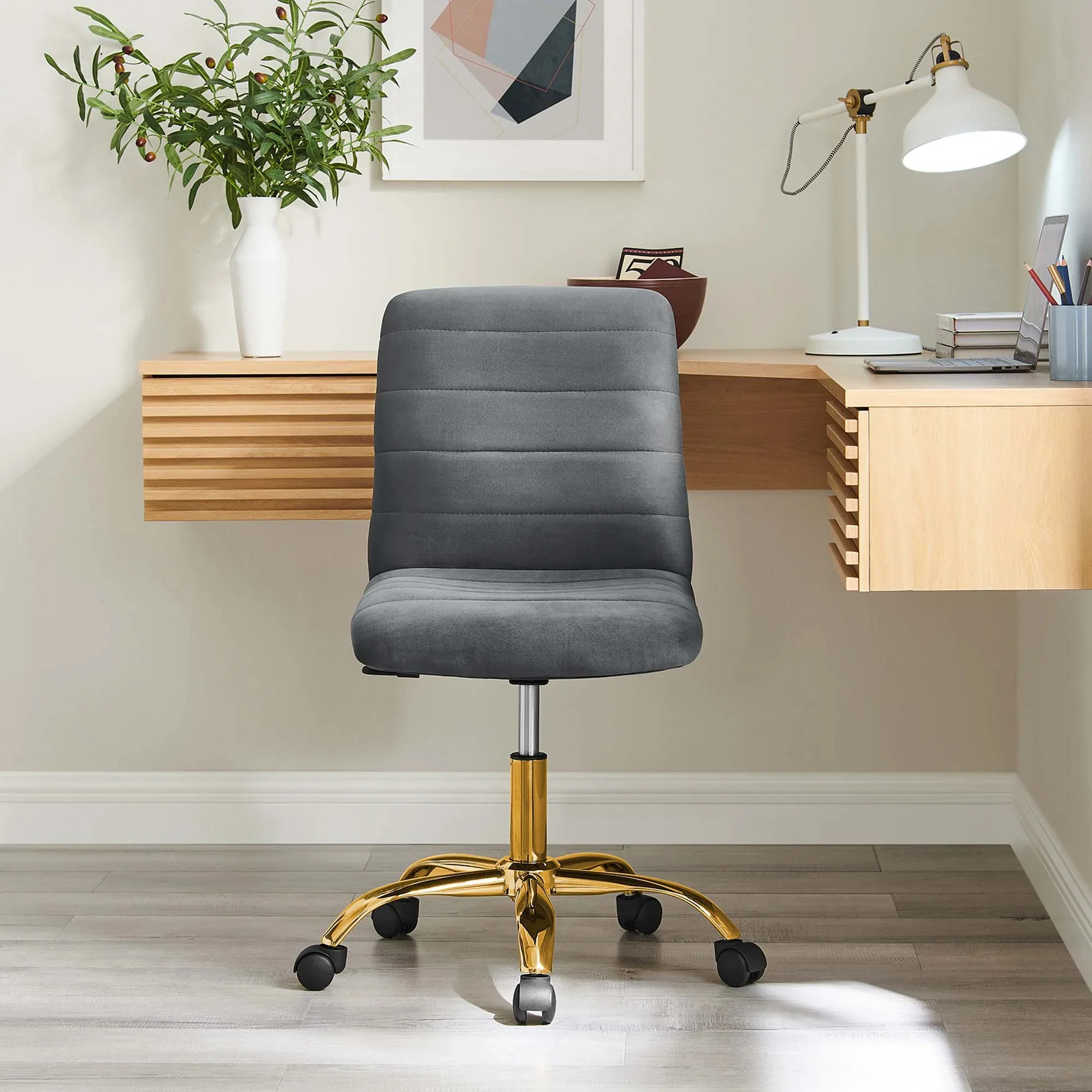 Ripple Armless Performance Velvet Office Chair - Image 26