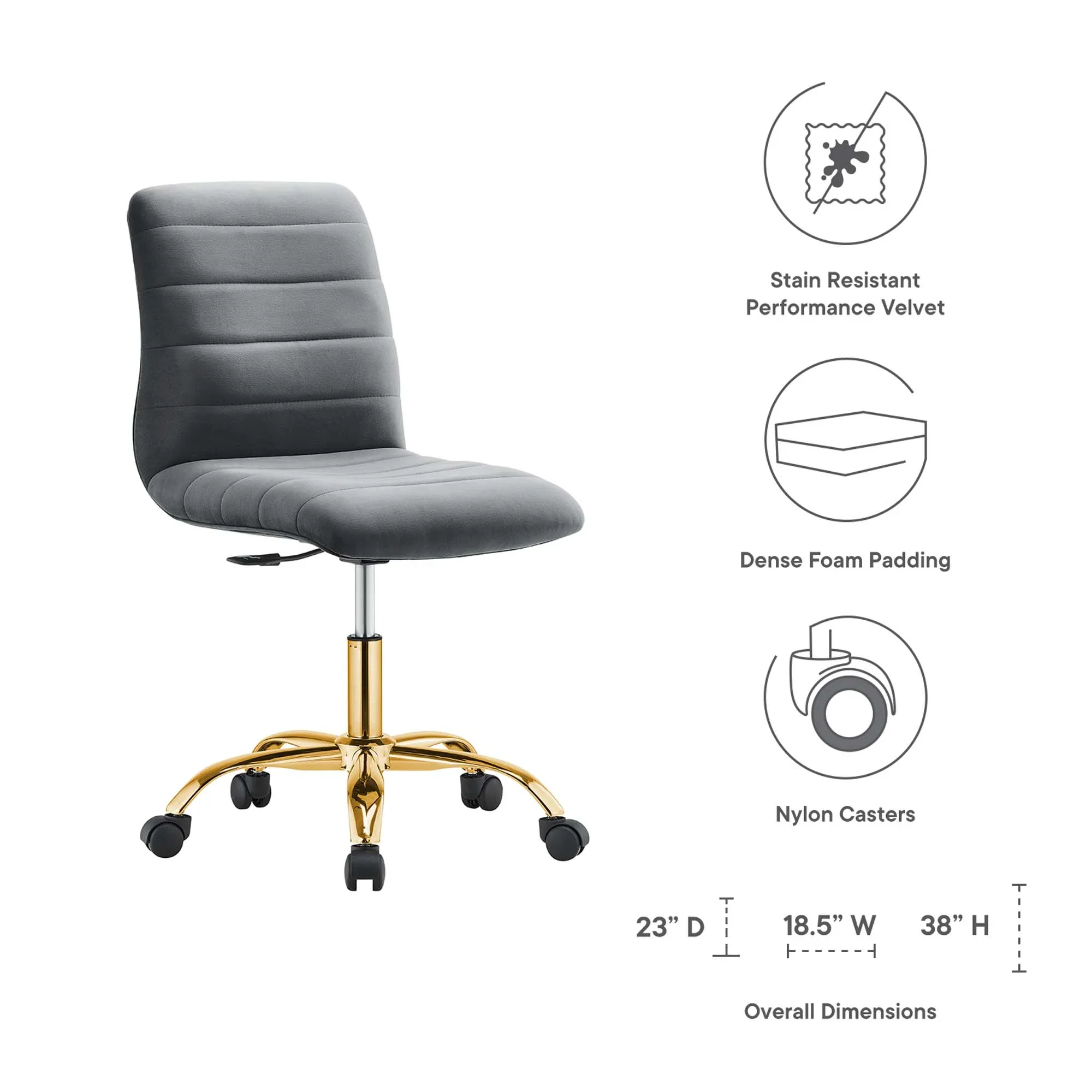 Ripple Armless Performance Velvet Office Chair - Image 27