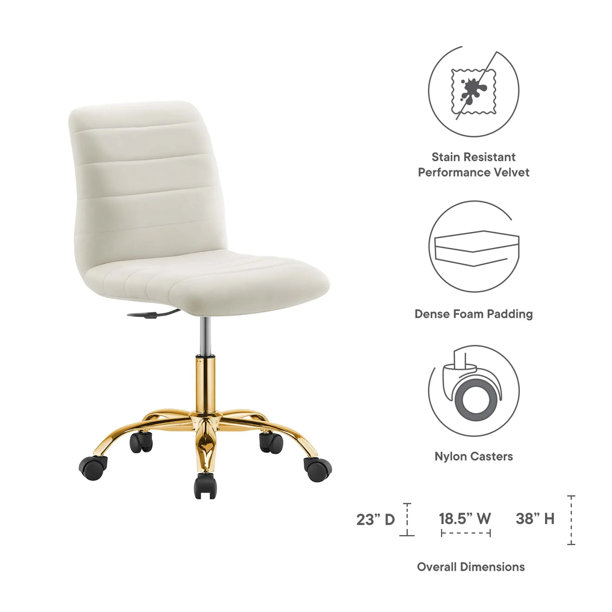 Ripple Armless Performance Velvet Office Chair - Image 36