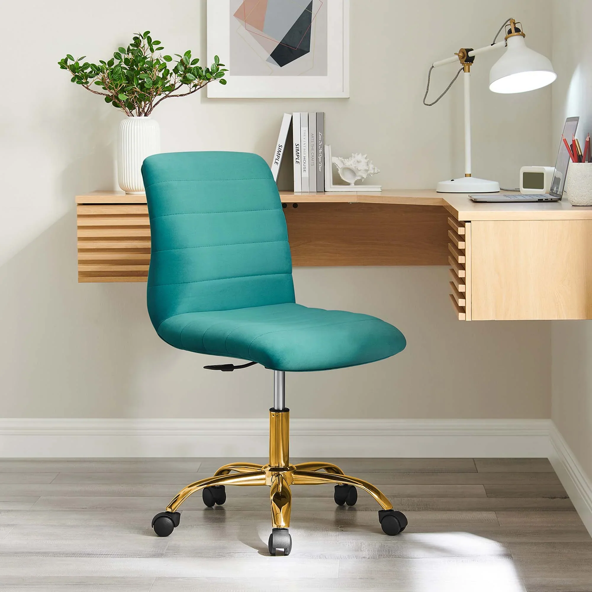 Ripple Armless Performance Velvet Office Chair - Image 52