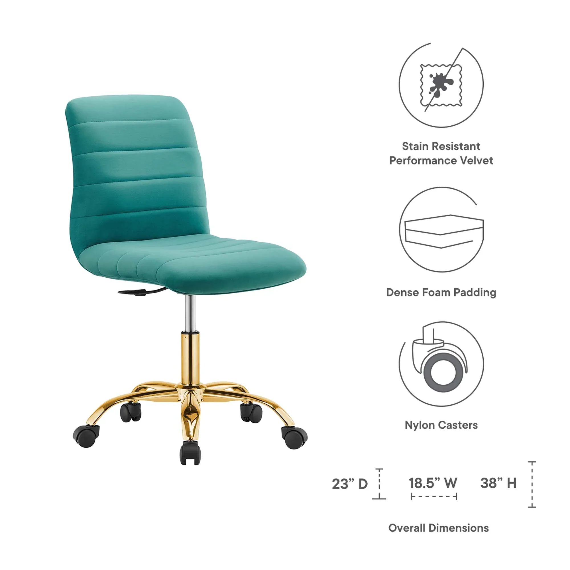 Ripple Armless Performance Velvet Office Chair - Image 54